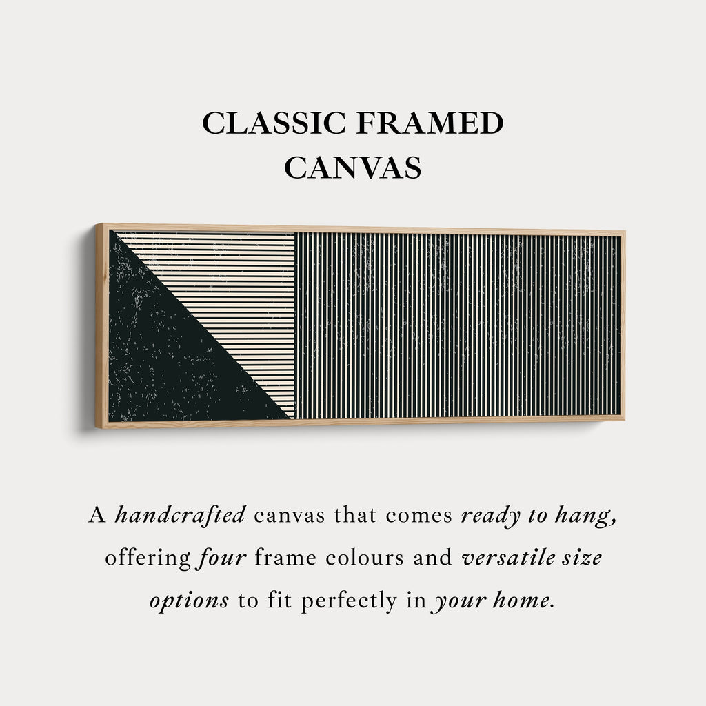 Wide Geometric Wall Art Beige Black Minimalist Long Canvas