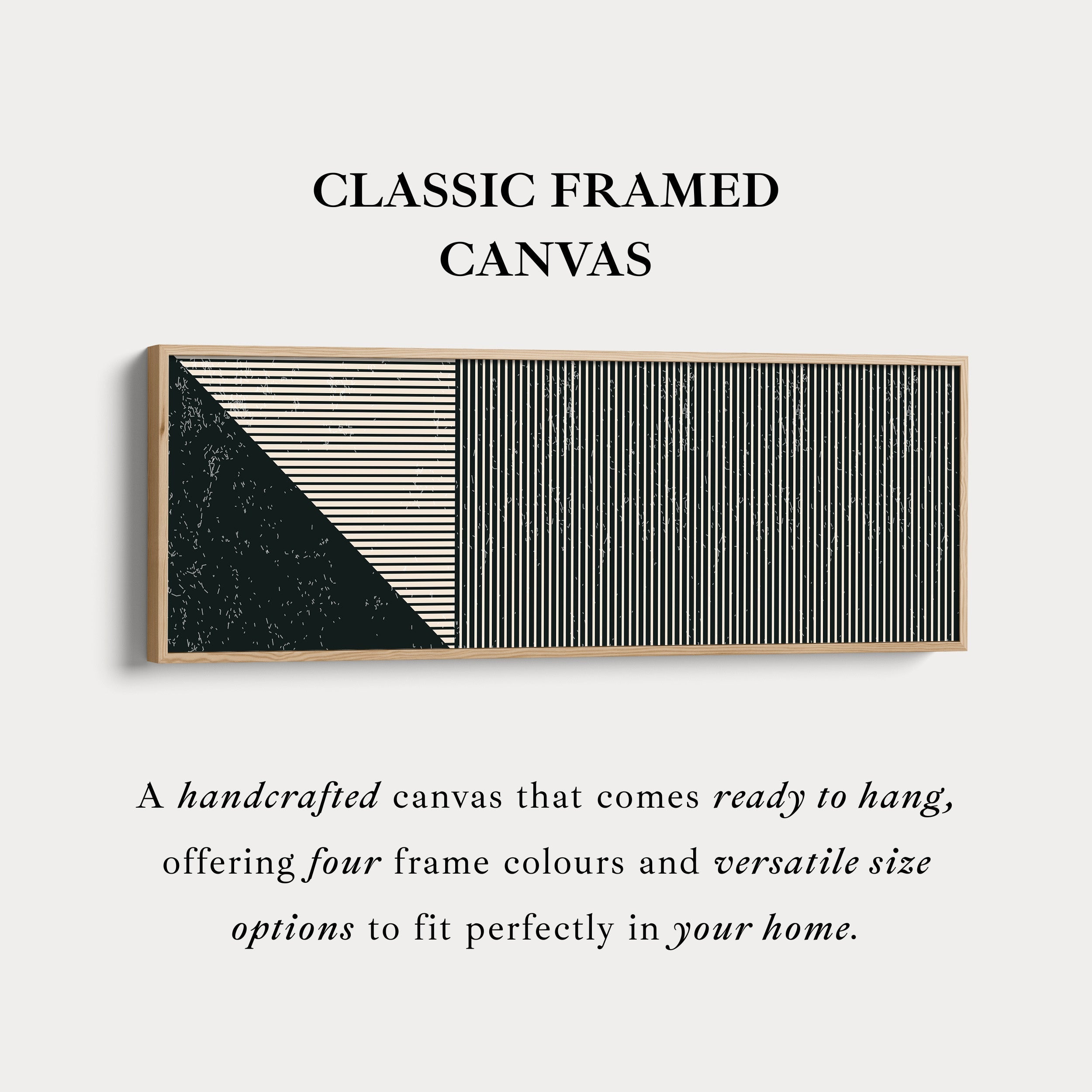 Wide Geometric Wall Art Beige Black Minimalist Long Canvas