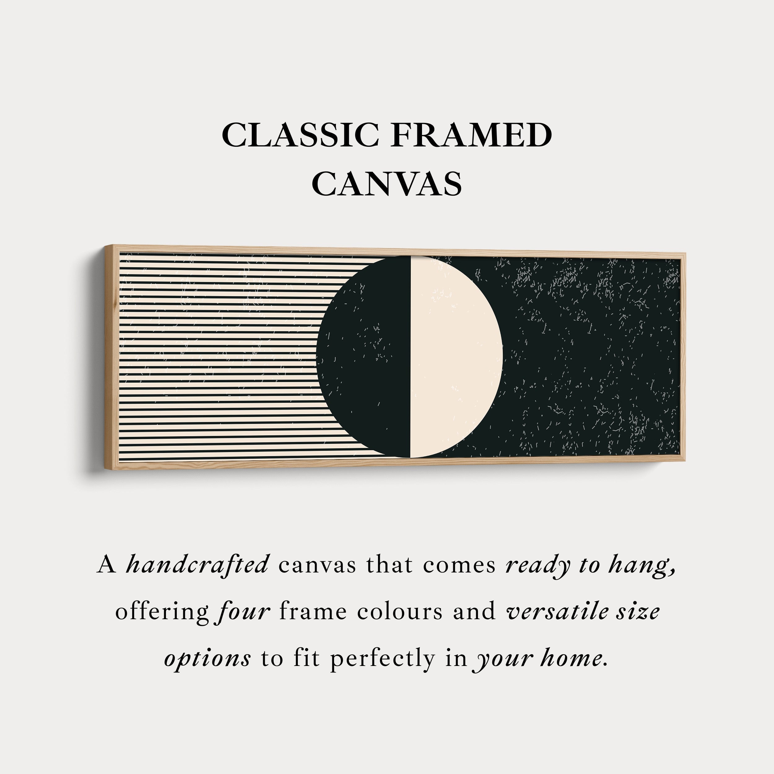 Horizontal Wall Art Beige Black Wide Long Canvas For Living Room