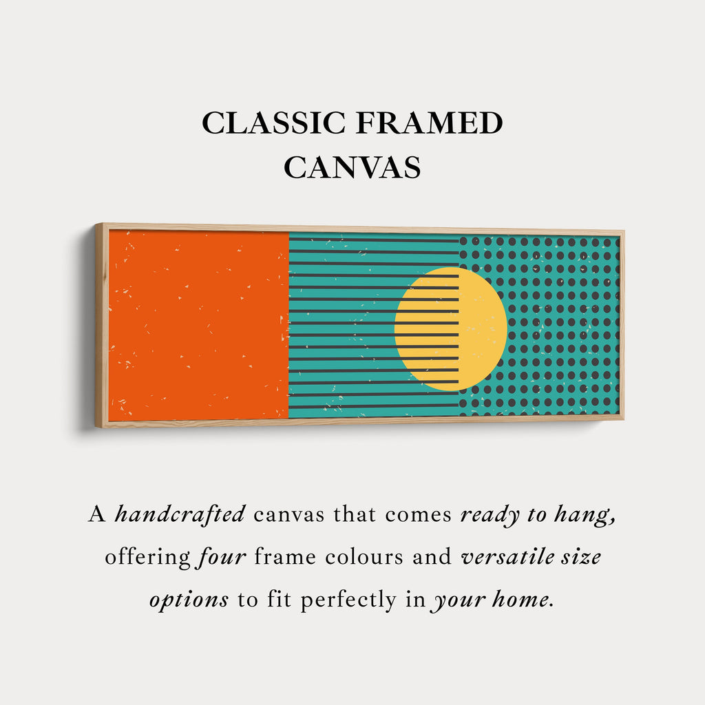 Horizontal Wall Art Orange Yellow Blue Long Canvas Modern Retro Style