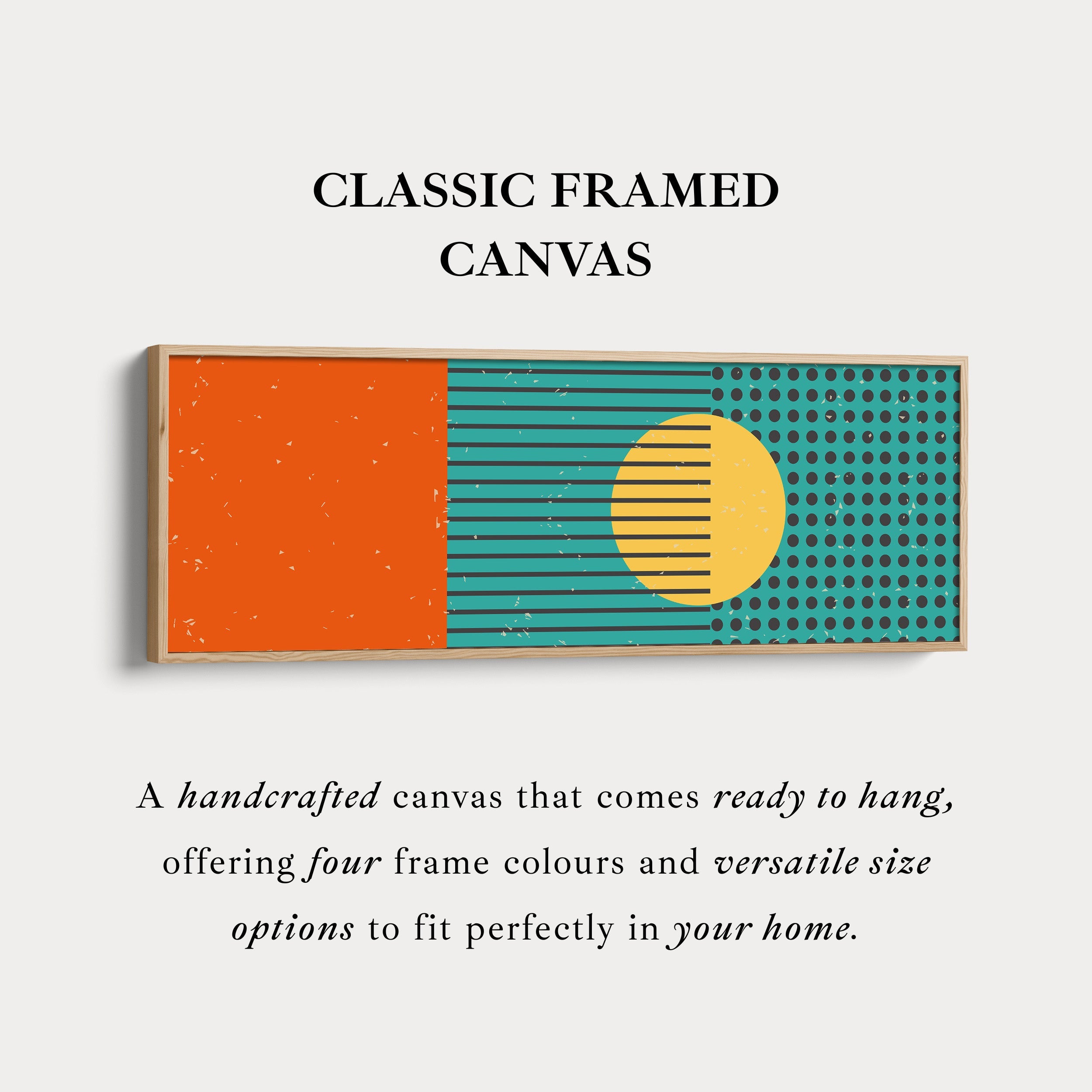 Horizontal Wall Art Orange Yellow Blue Long Canvas Modern Retro Style