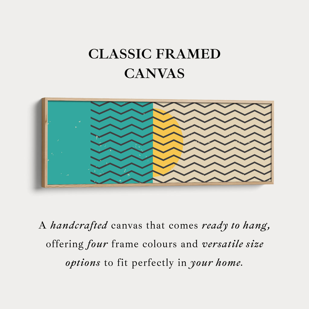 Long Narrow Canvas Blue Yellow Beige Skinny Wall Art Geometric Pattern
