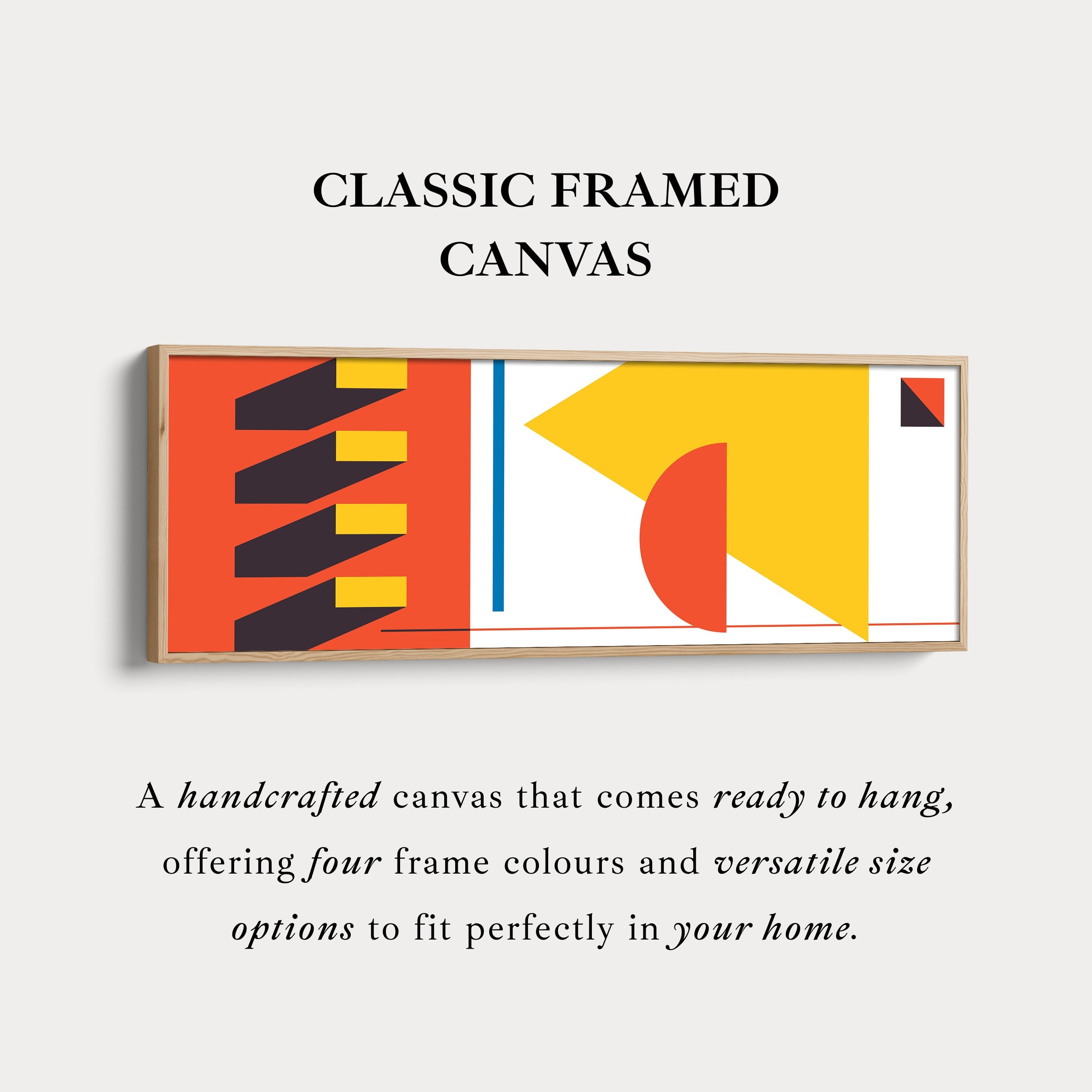 Horizontal Wall Art Yellow Orange Geometric Above Bed Art Living Room