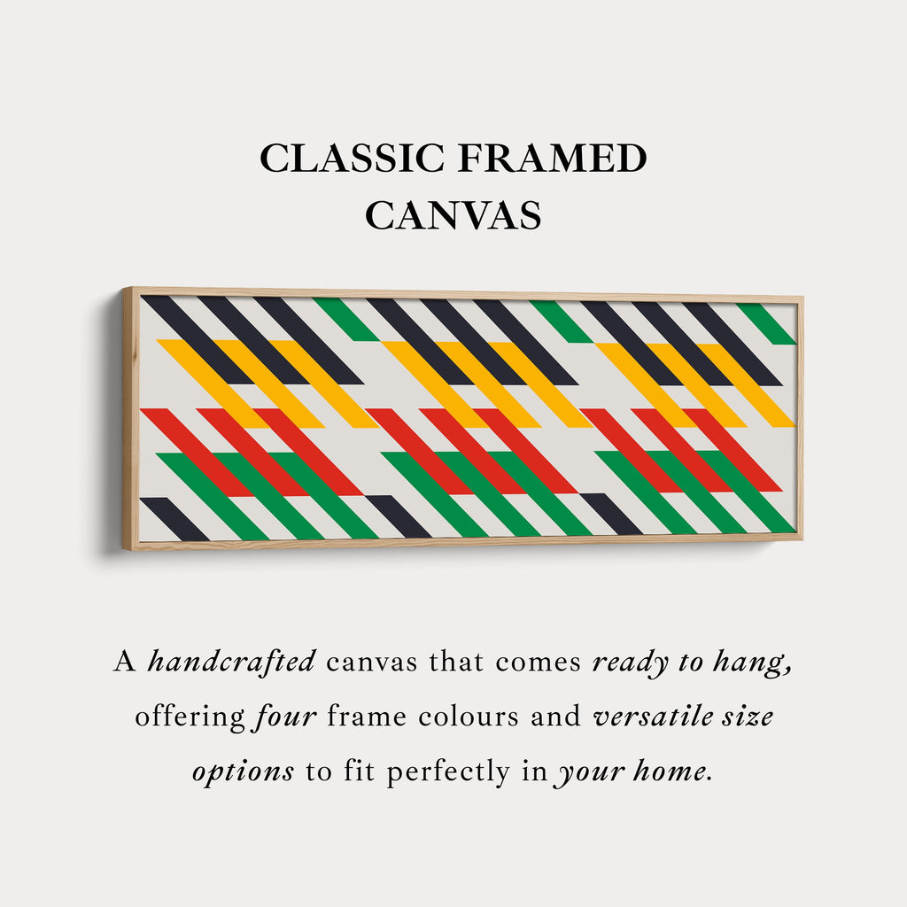 Wide Panoramic Wall Art Yellow Red Green Geometric Long Canvas