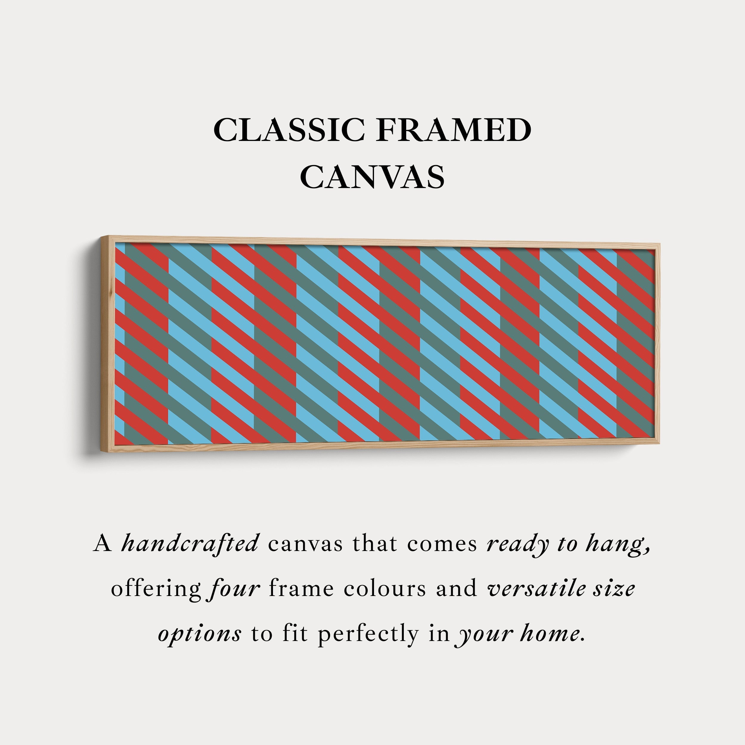 Horizontal Wall Art Blue Red Grey Modern Stripe Long Canvas