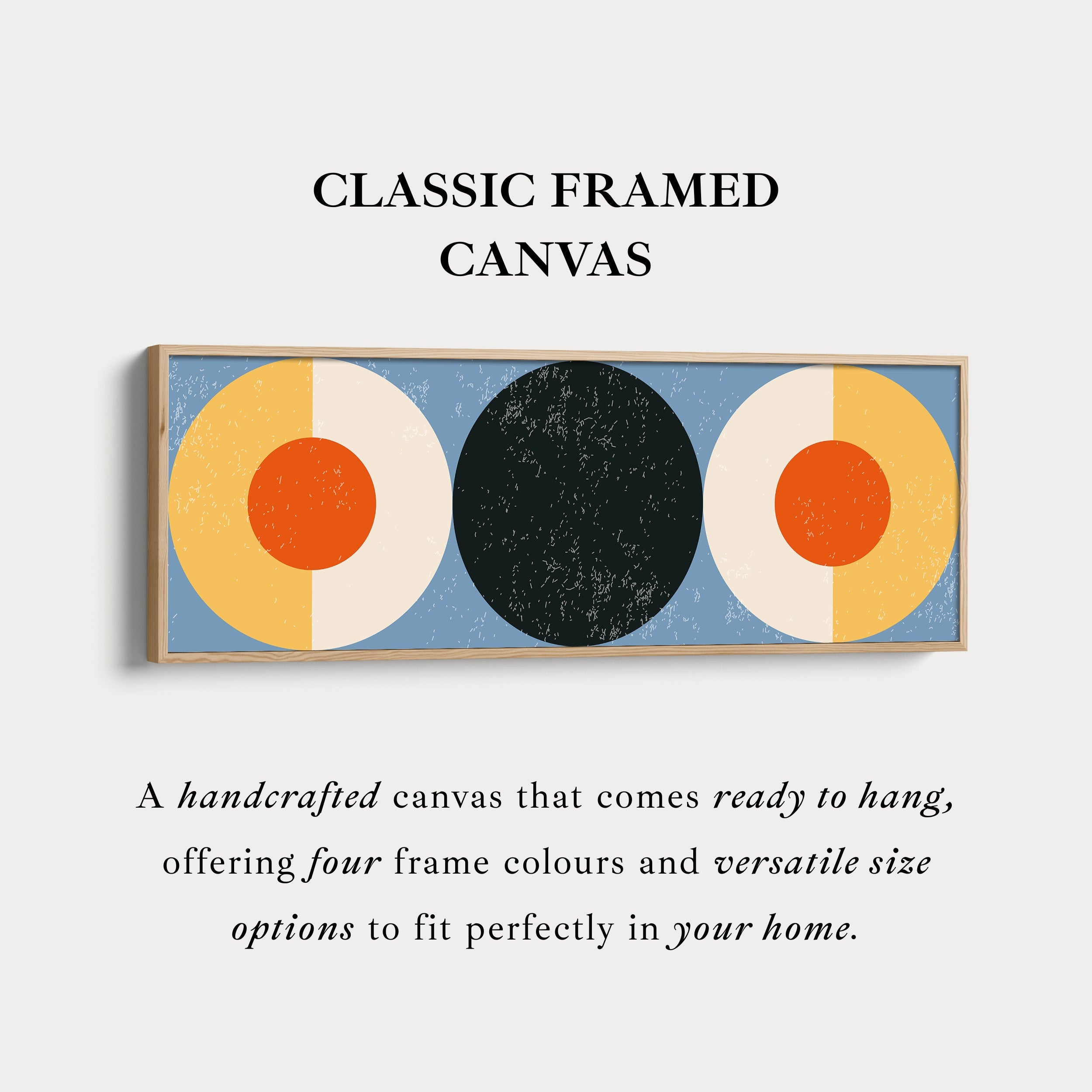 Horizontal Wall Art Orange Yellow Blue Modern Geometric Canvas