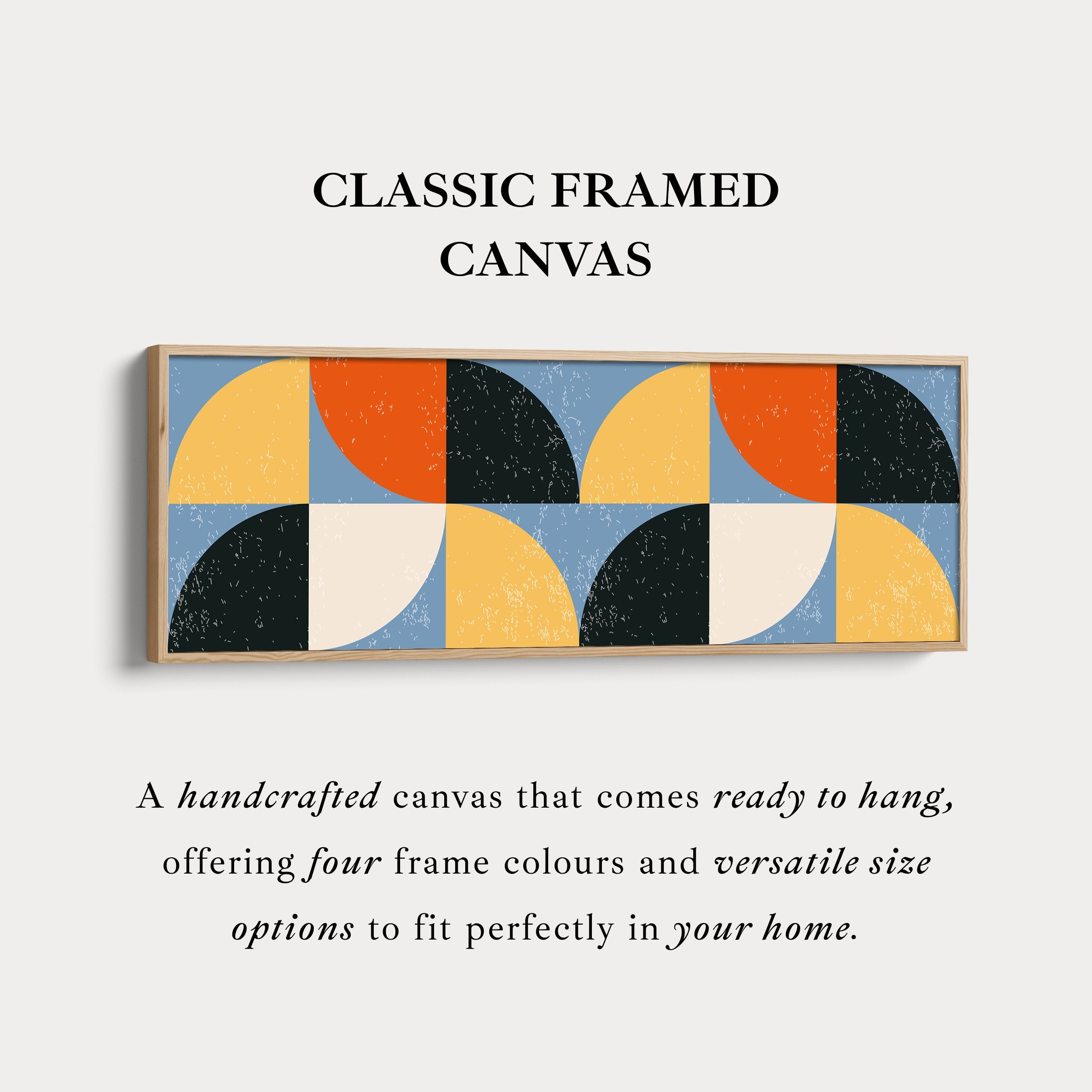 Panoramic Wall Art Blue Orange Yellow Modern Pattern Long Canvas