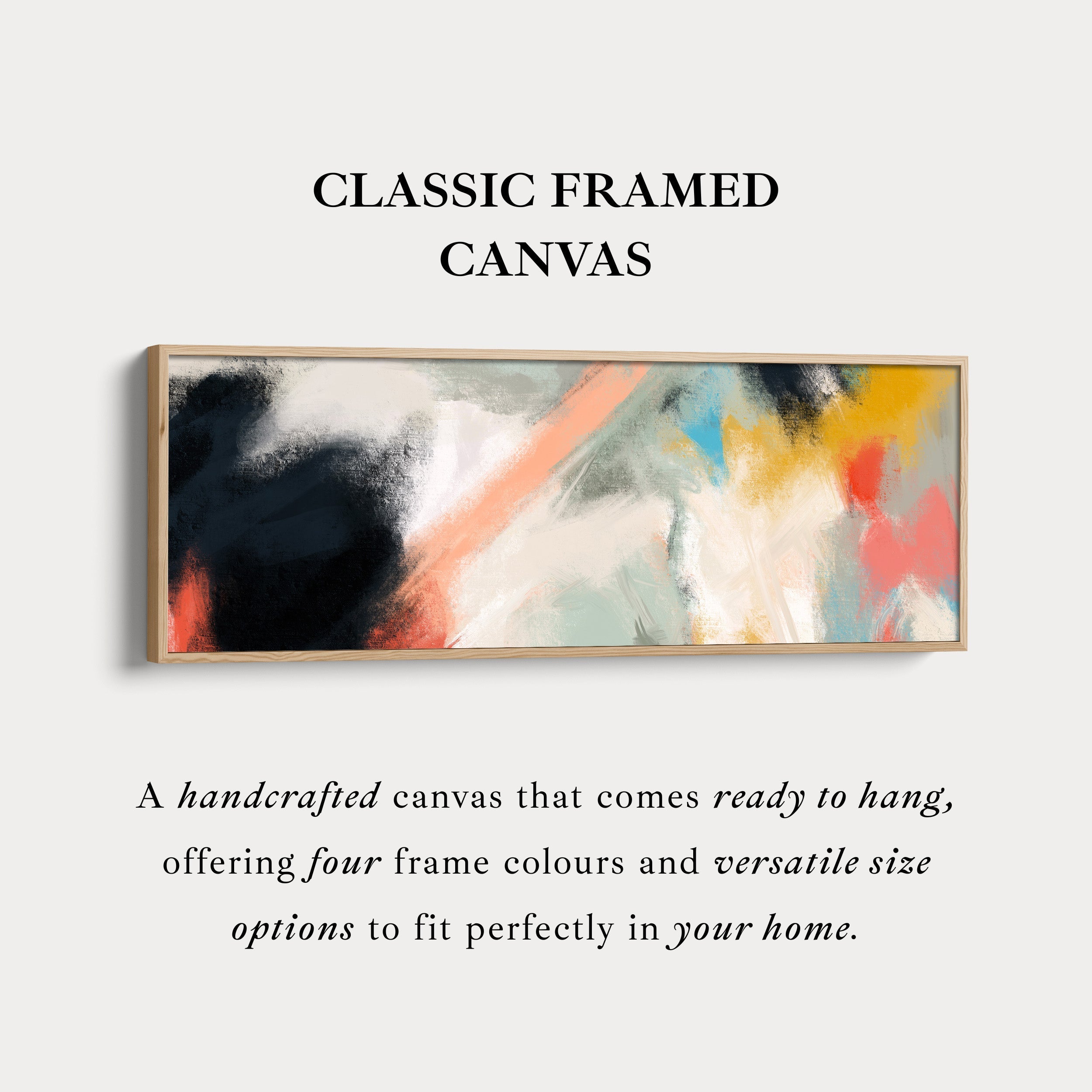 Horizontal Wall Art Abstract Orange Yellow Blue Long Canvas