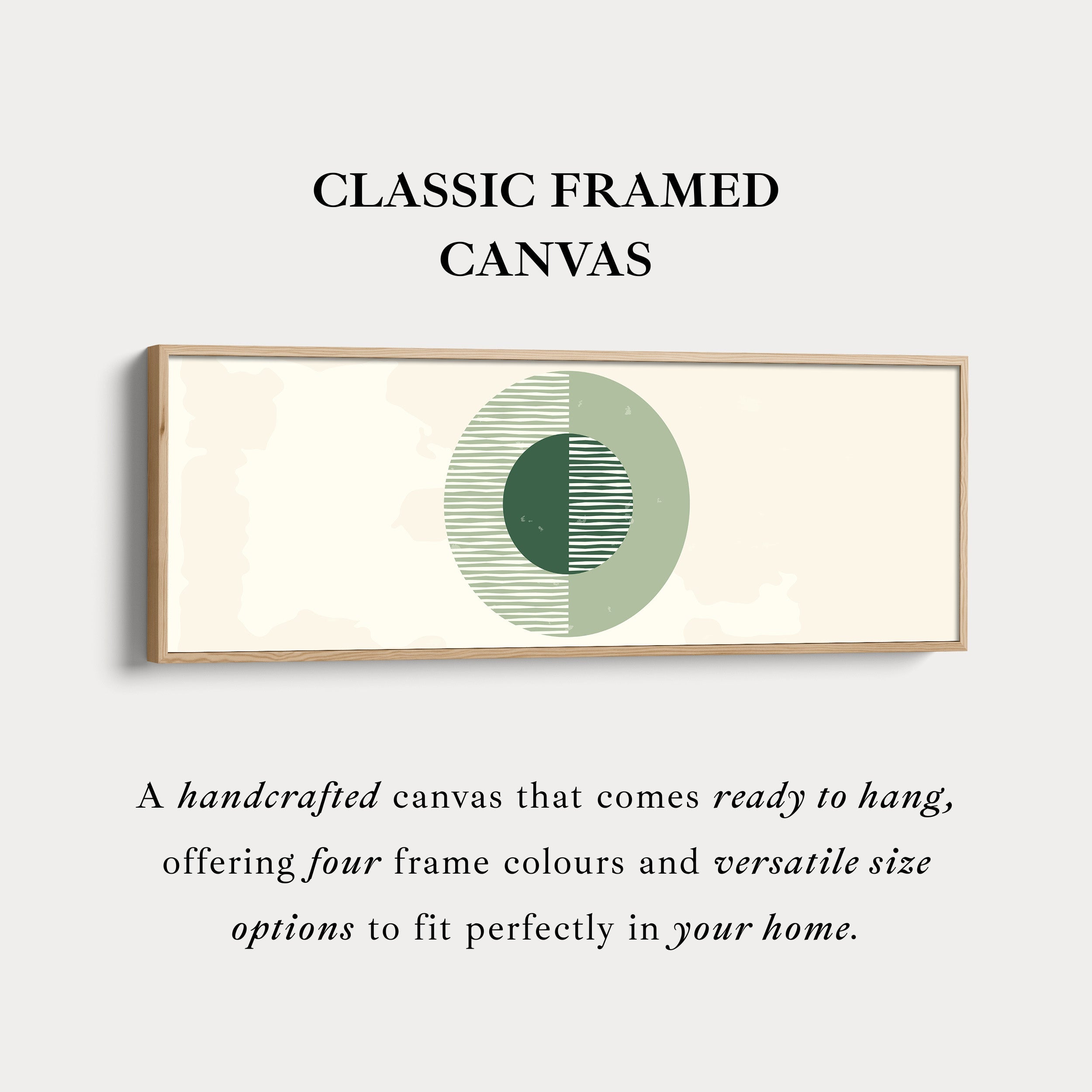 Horizontal Wall Art Three Green Circles With Soft Stripe Detailing
