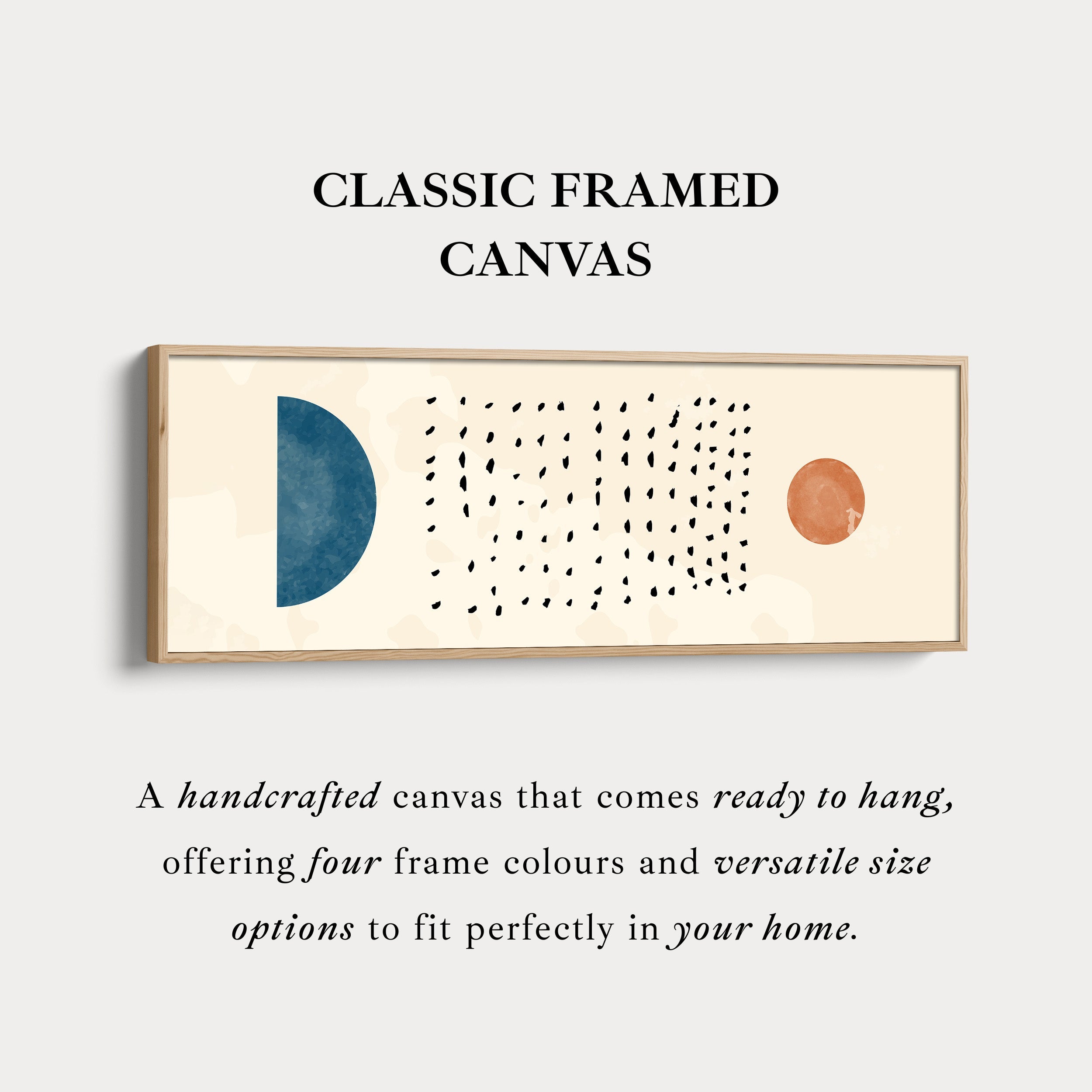 Horizontal Wall Art Blue And Orange Geometric For Living Room