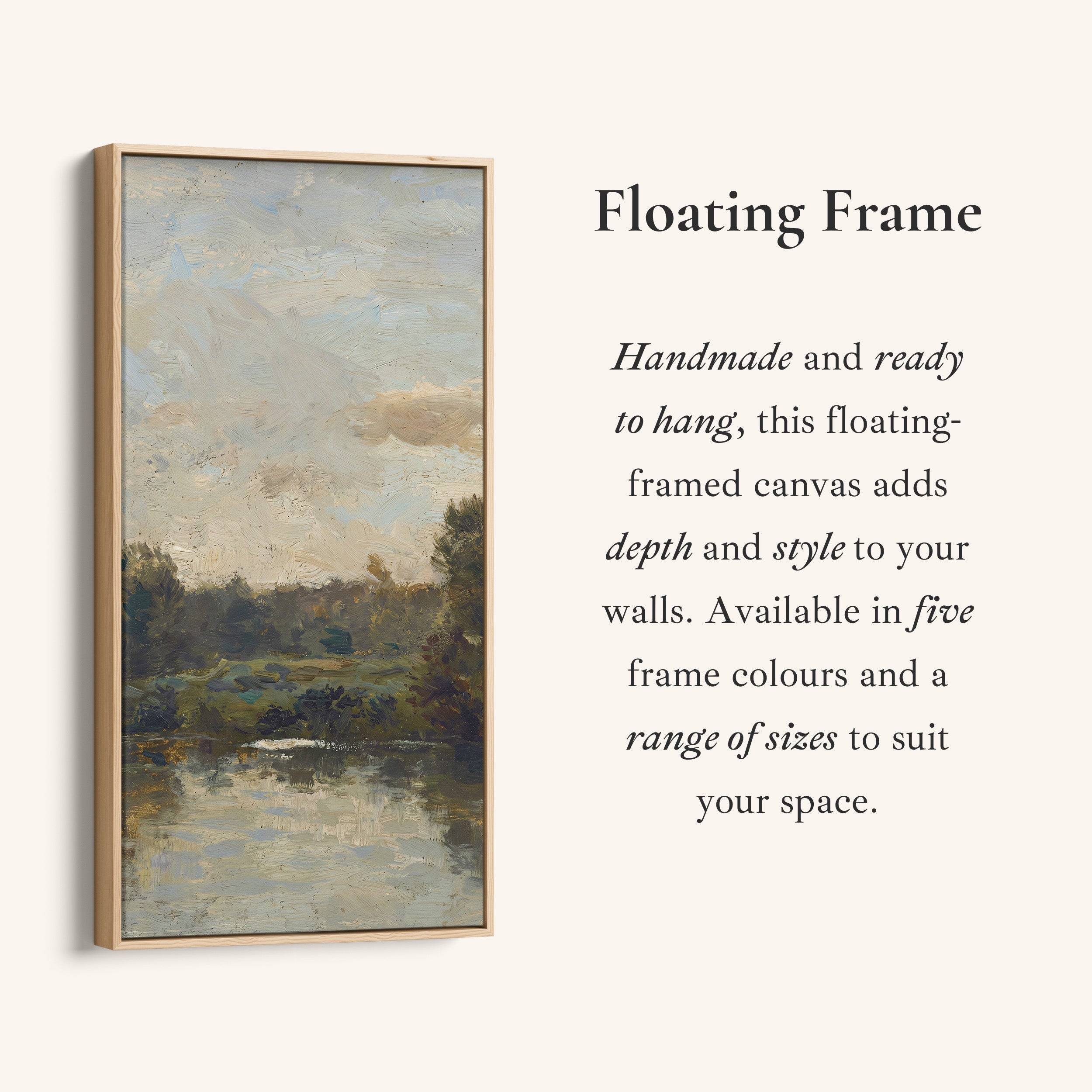 Impressionist River Landscape Vertical Wall Art Tall Canvas For Living Room