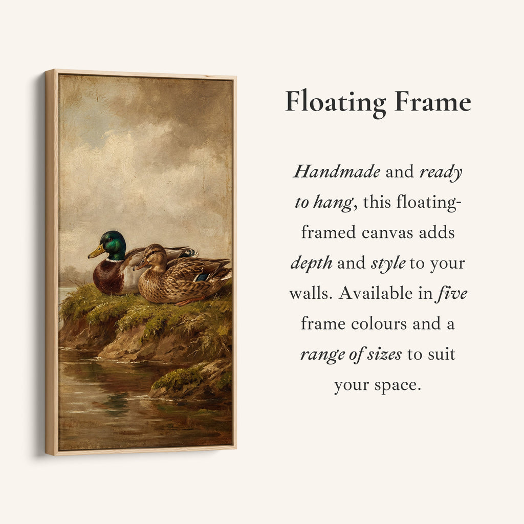 Mallard Duck Pair Narrow Wall Art Vertical Canvas For Kitchen