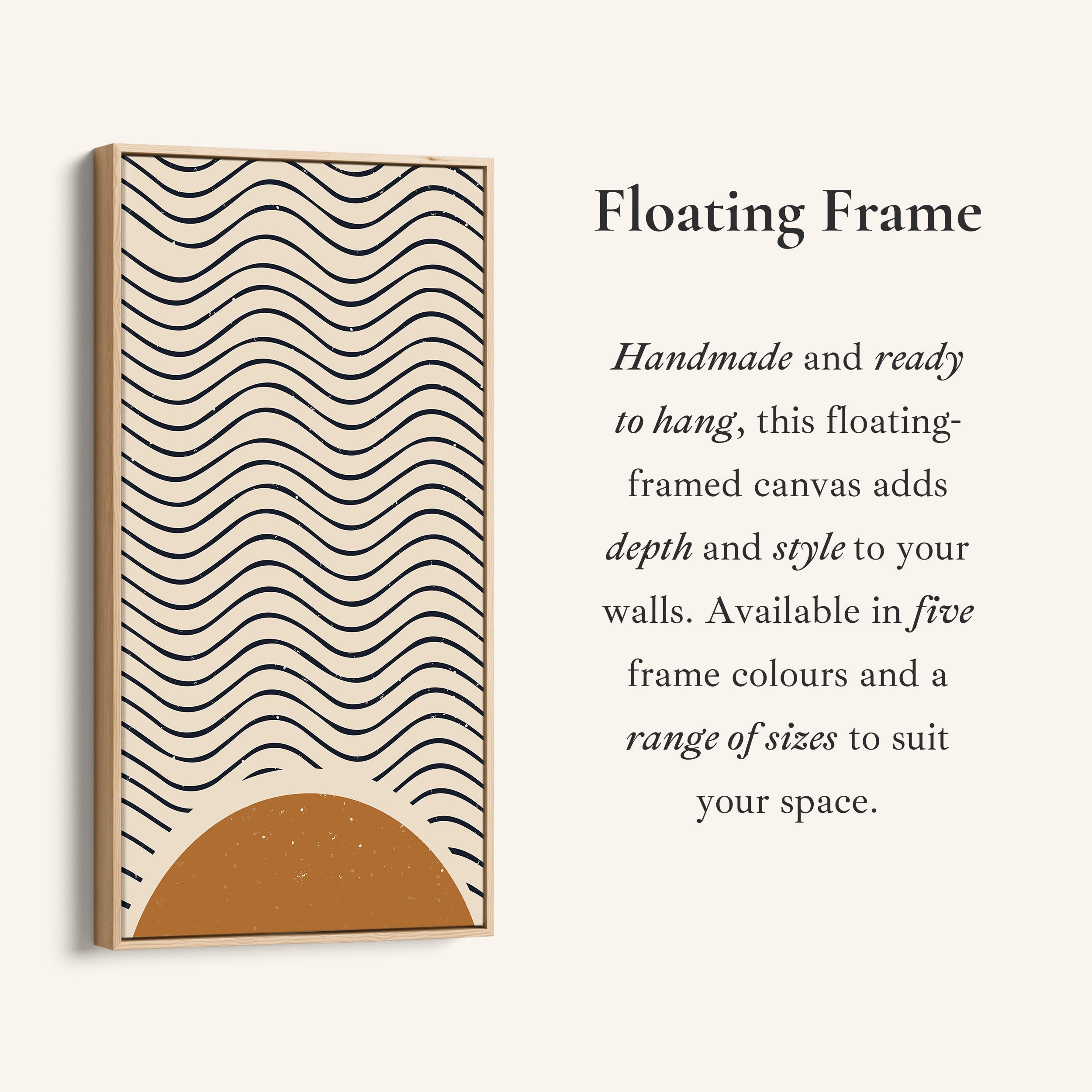 Wavy Sun Abstract Narrow Wall Art Vertical Canvas For Bedroom