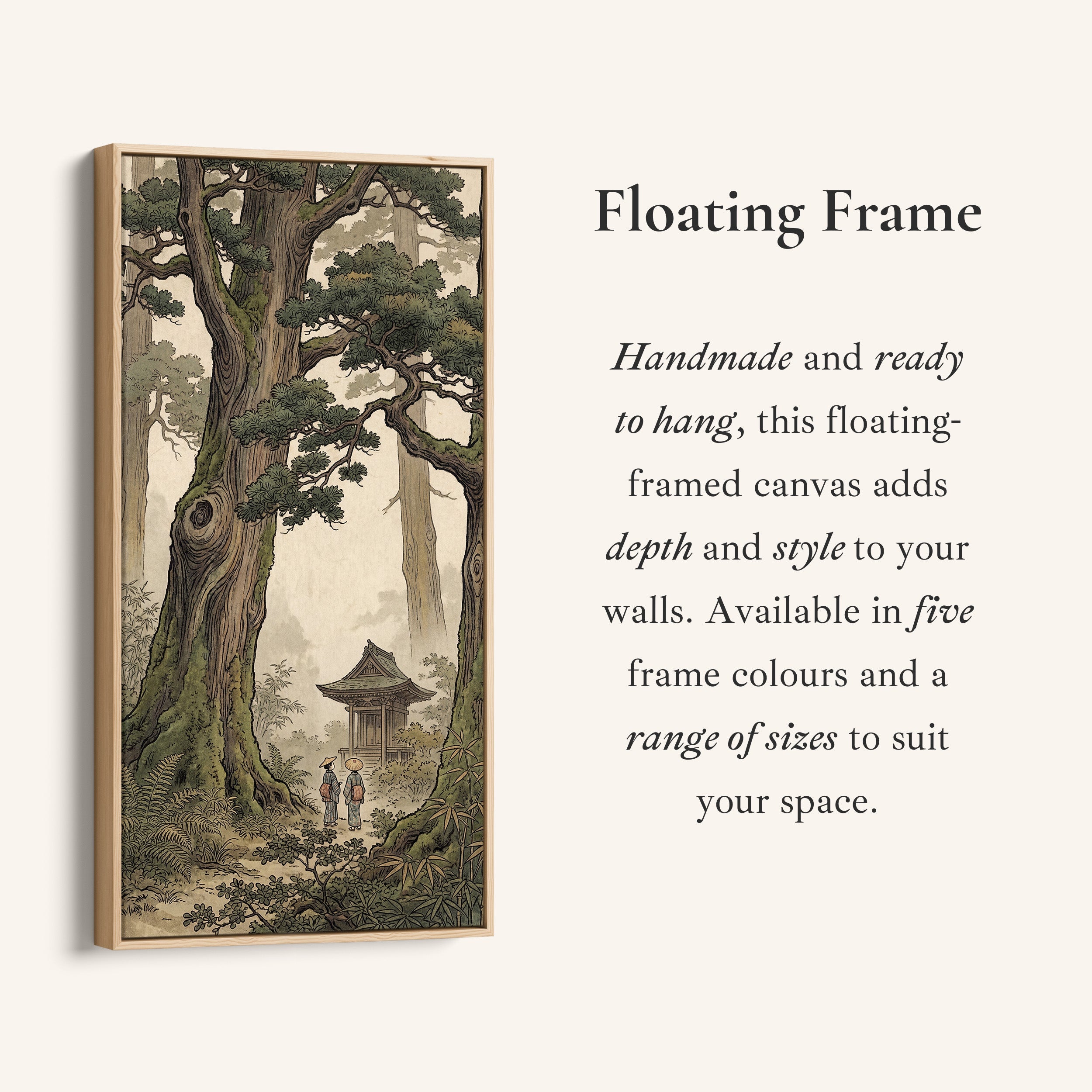 Vertical Wall Art Japanese Forest Shrine Tall Canvas For Hallway