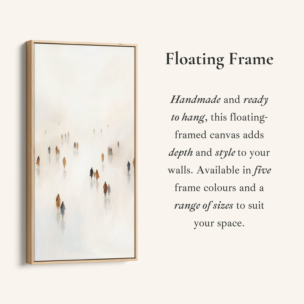 Tall Narrow Canvas For Office Figures Walking In Fog Vertical Canvas