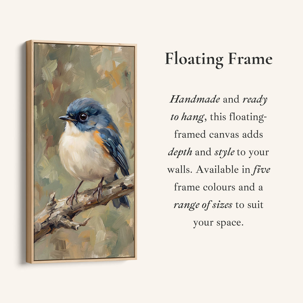 Large Vertical Wall Art Blue Bird On Branch Portrait Wall Art For Office