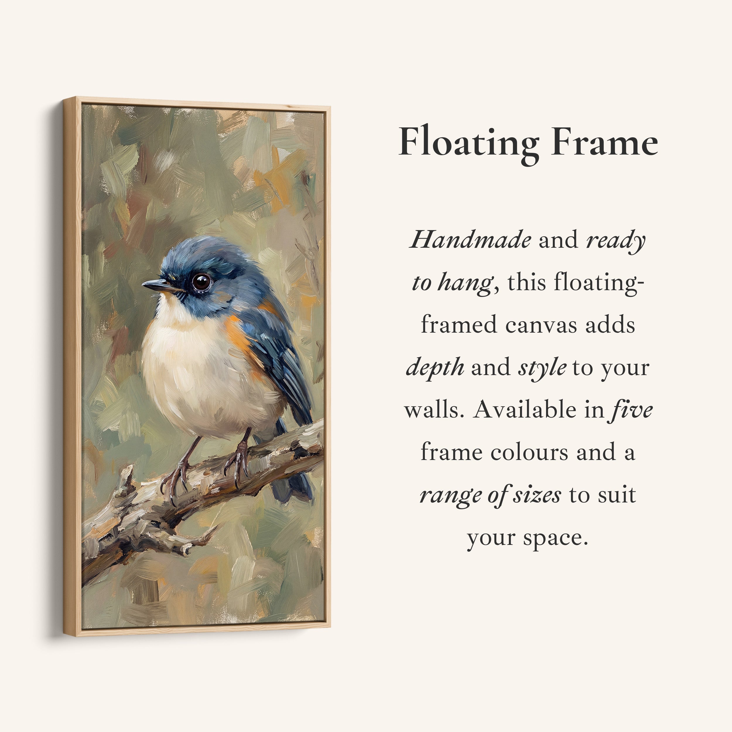 Large Vertical Wall Art Blue Bird On Branch Portrait Wall Art For Office