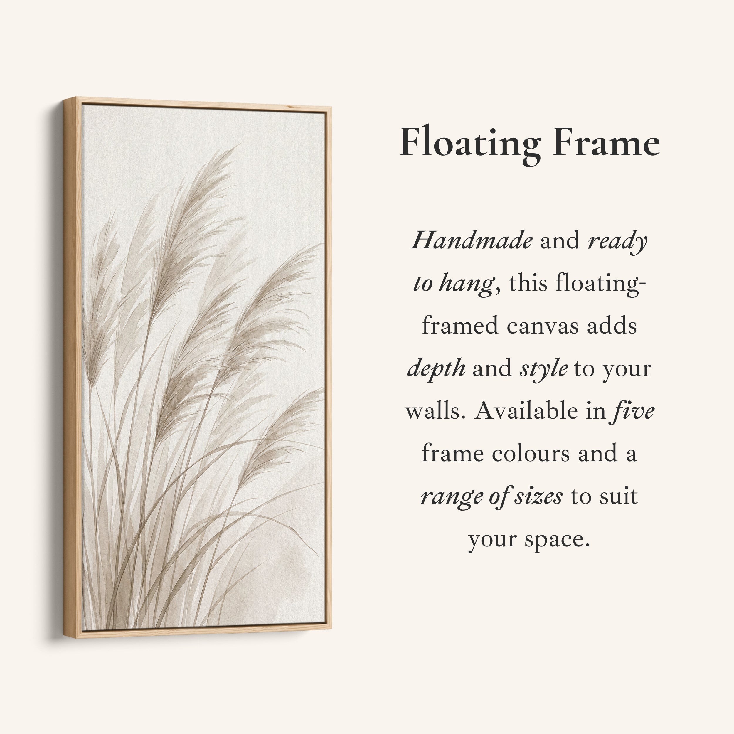 Narrow Wall Art For Kitchen Pampas Grass Stems Vertical Canvas