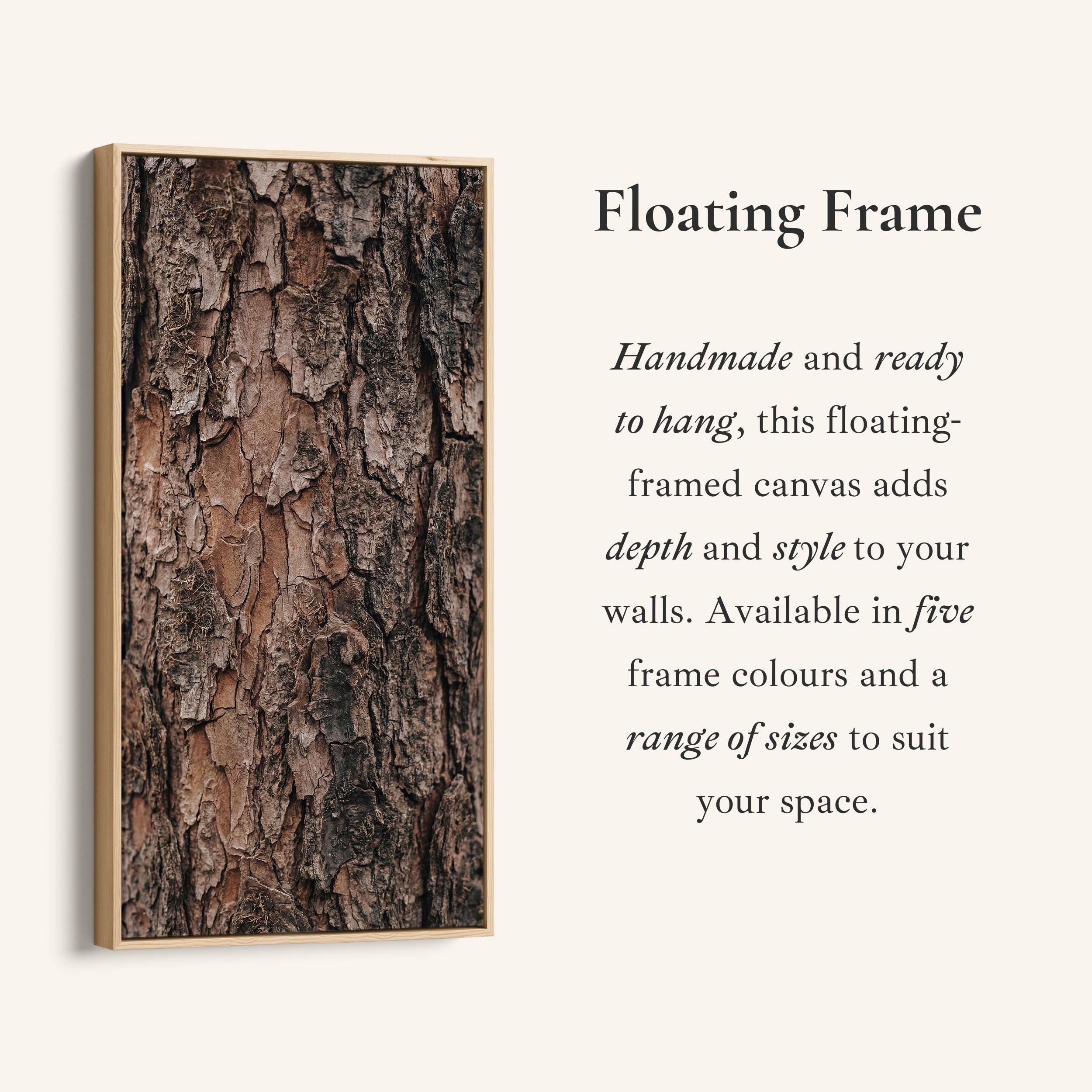 Vertical Wall Art Tree Bark Close Up Tall Canvas For Living Room
