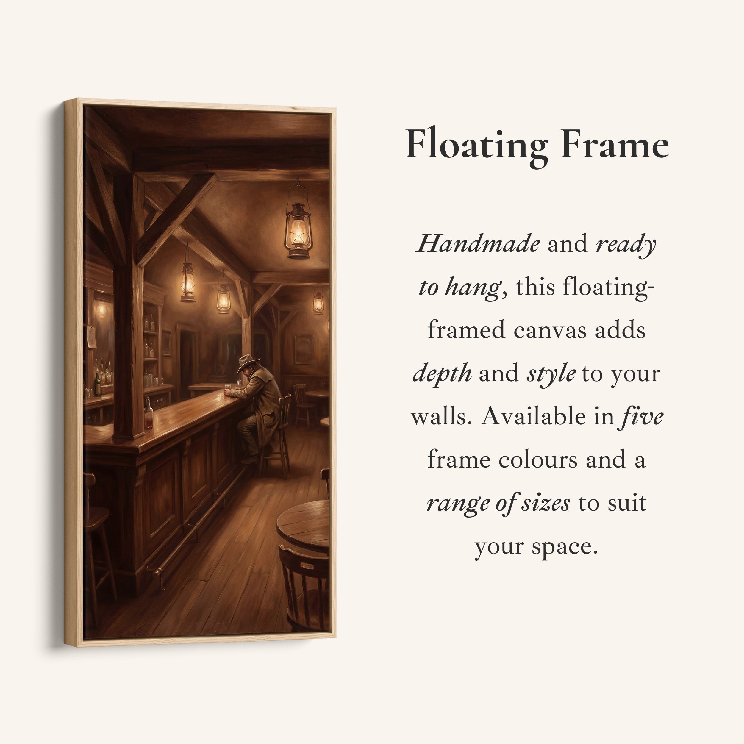 Long Wall Art For Hallway Western Saloon Interior Bar Vertical Canvas
