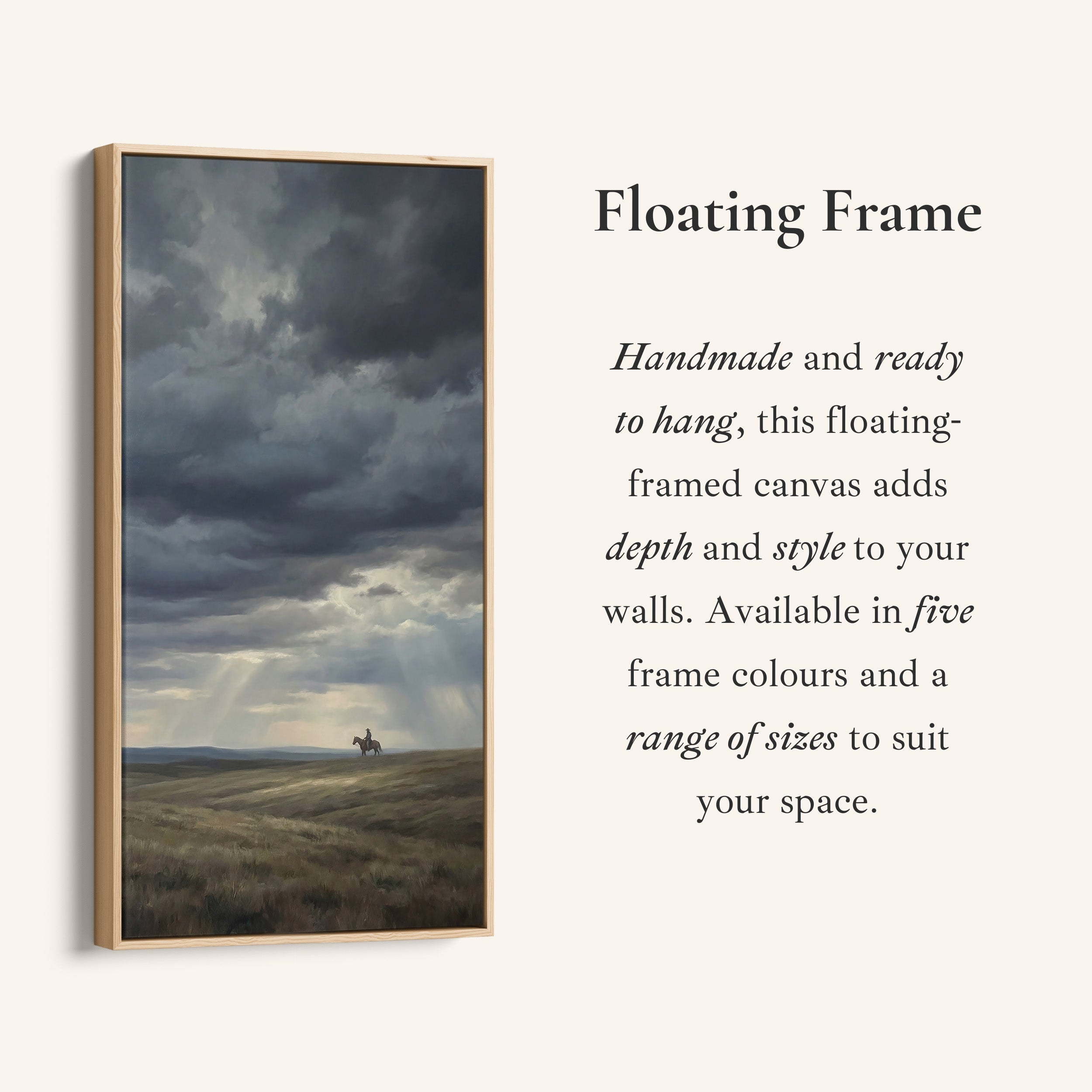 Storm Clouds With Lone Rider Tall Wall Art Framed Canvas Print For Office