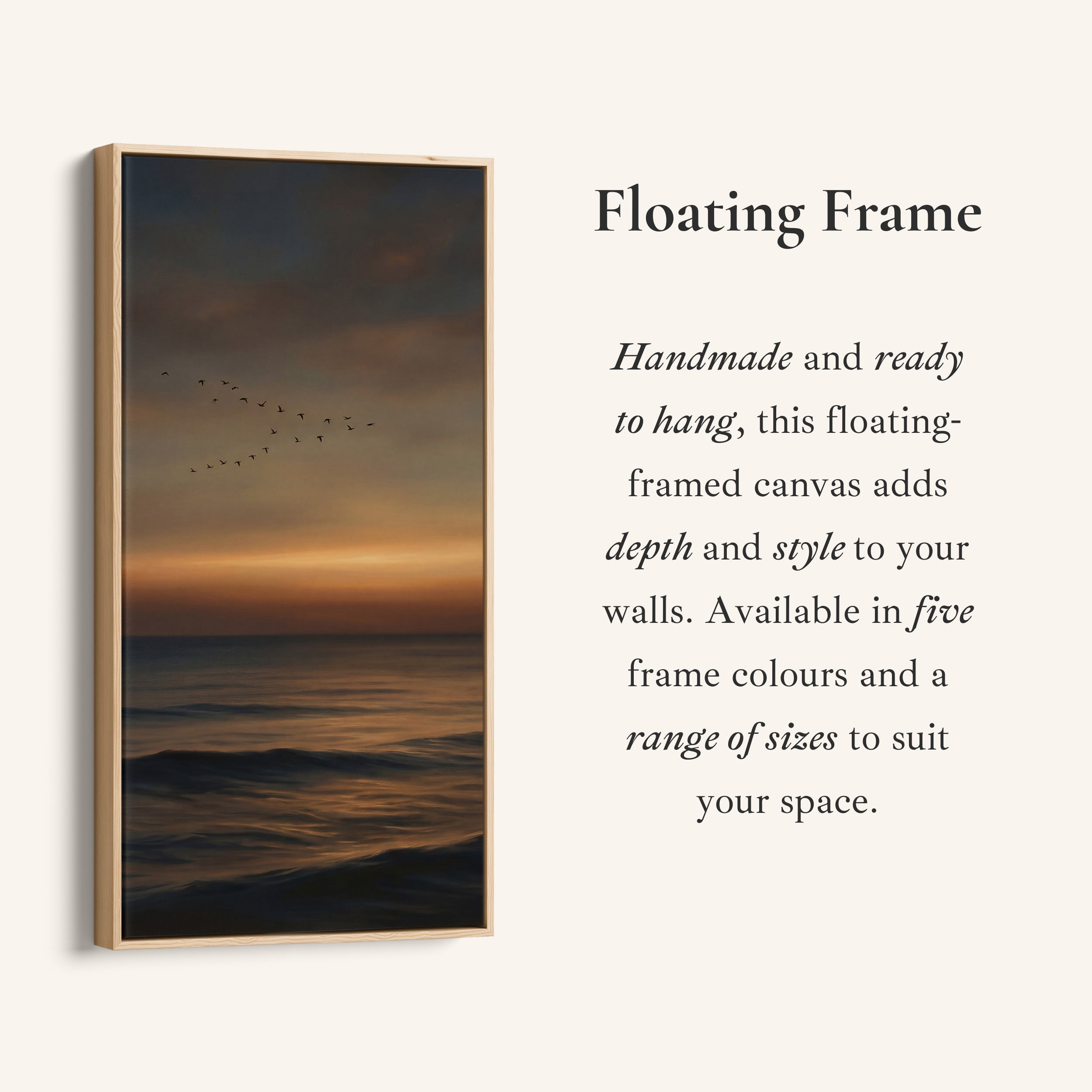 Tall Wall Art Dark Sunset Over Ocean Tall Canvas For Living Room