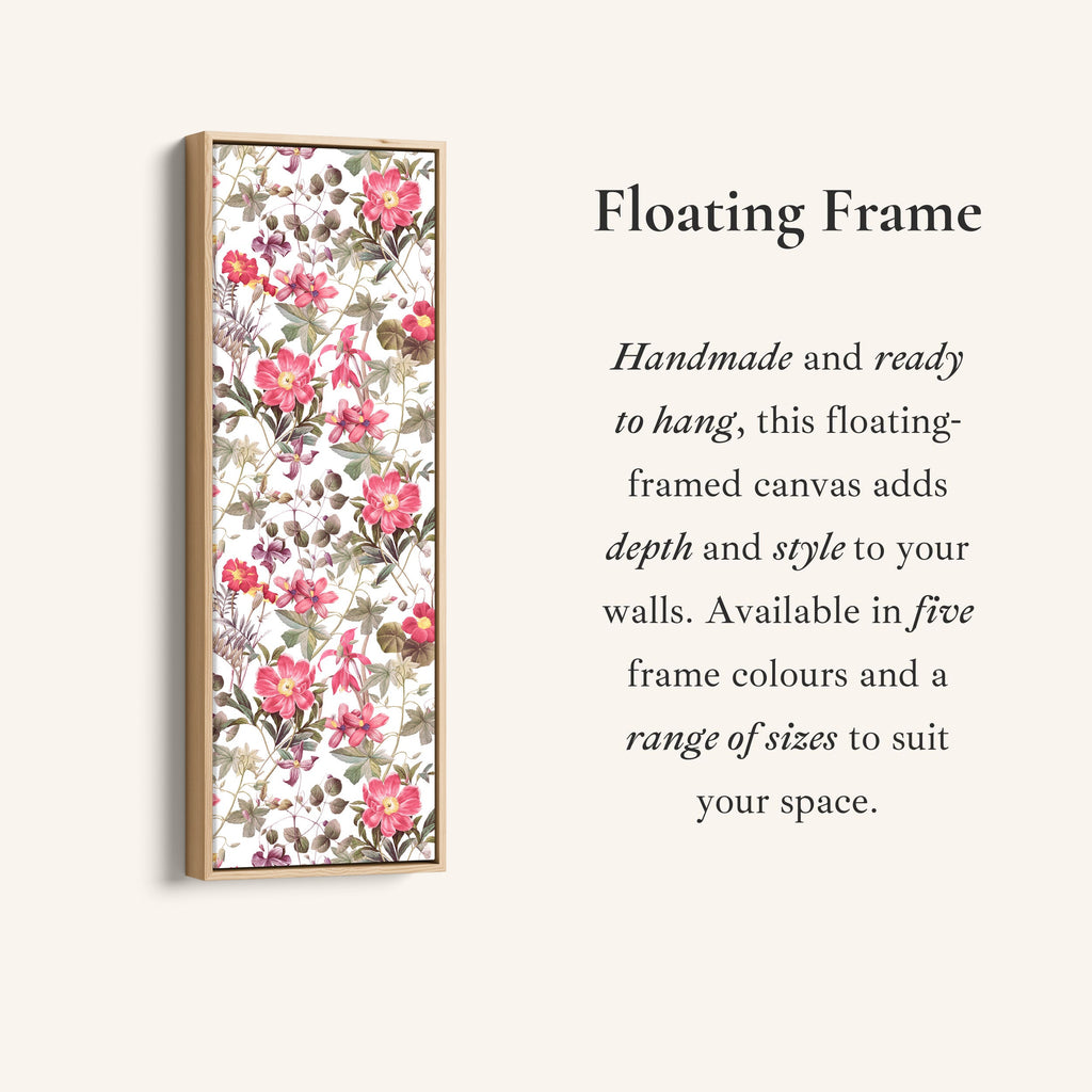 Tall Narrow Canvas Vintage Pink Floral Vertical Canvas For Living Room