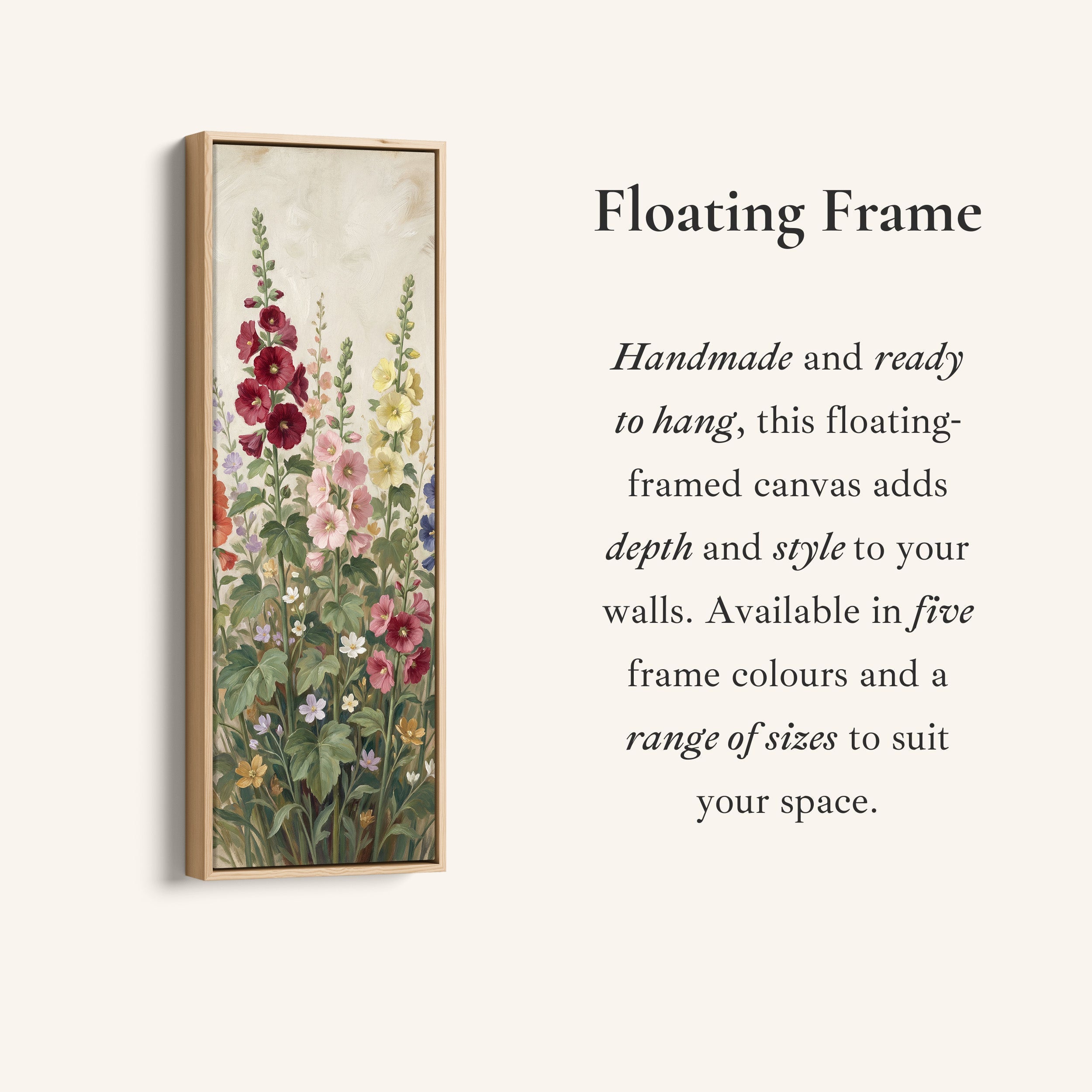 Tall Garden Blooms Long Wall Art Vertical Canvas Print Bedroom