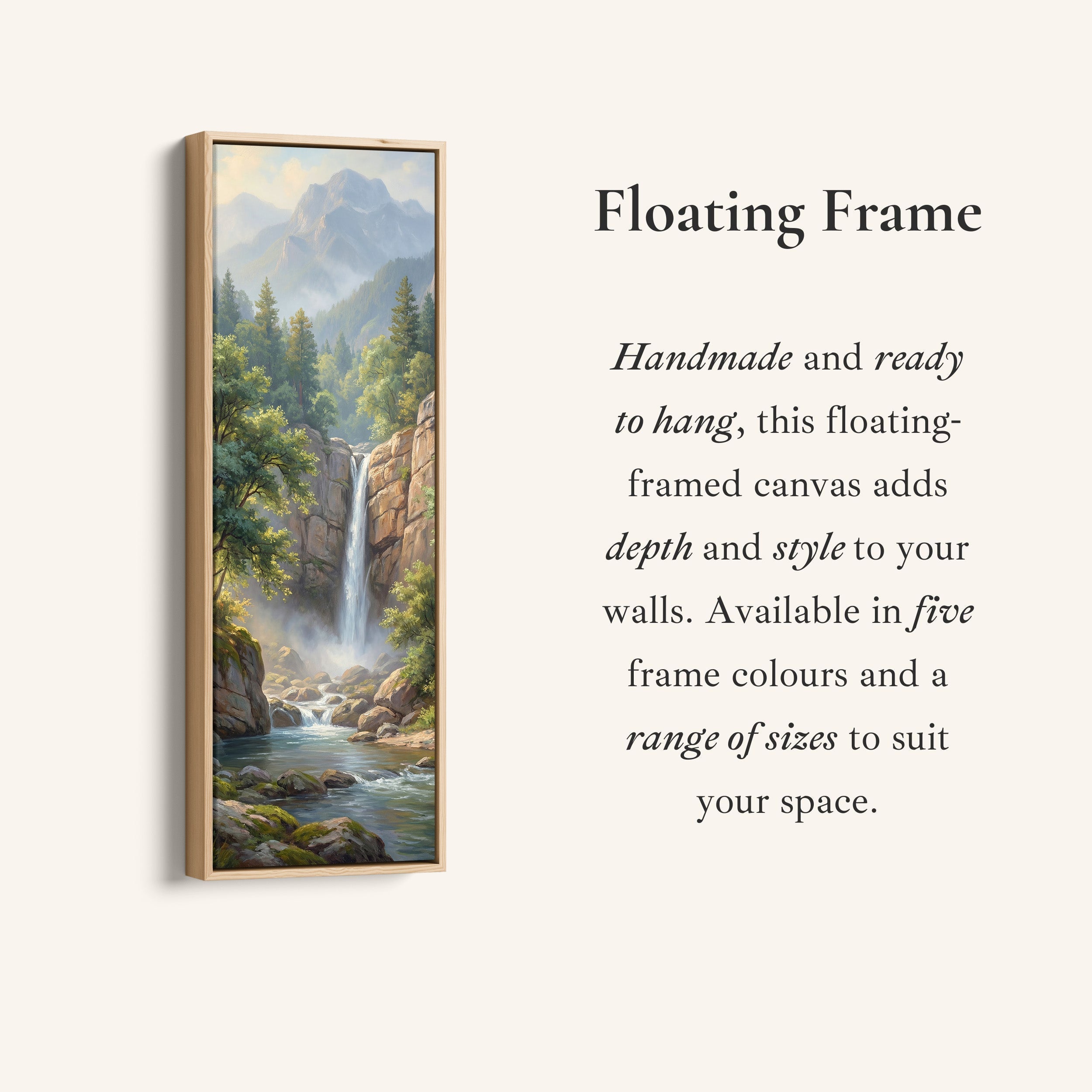 Mountain Waterfall Vertical Wall Art Statement Wall Decor Living Room