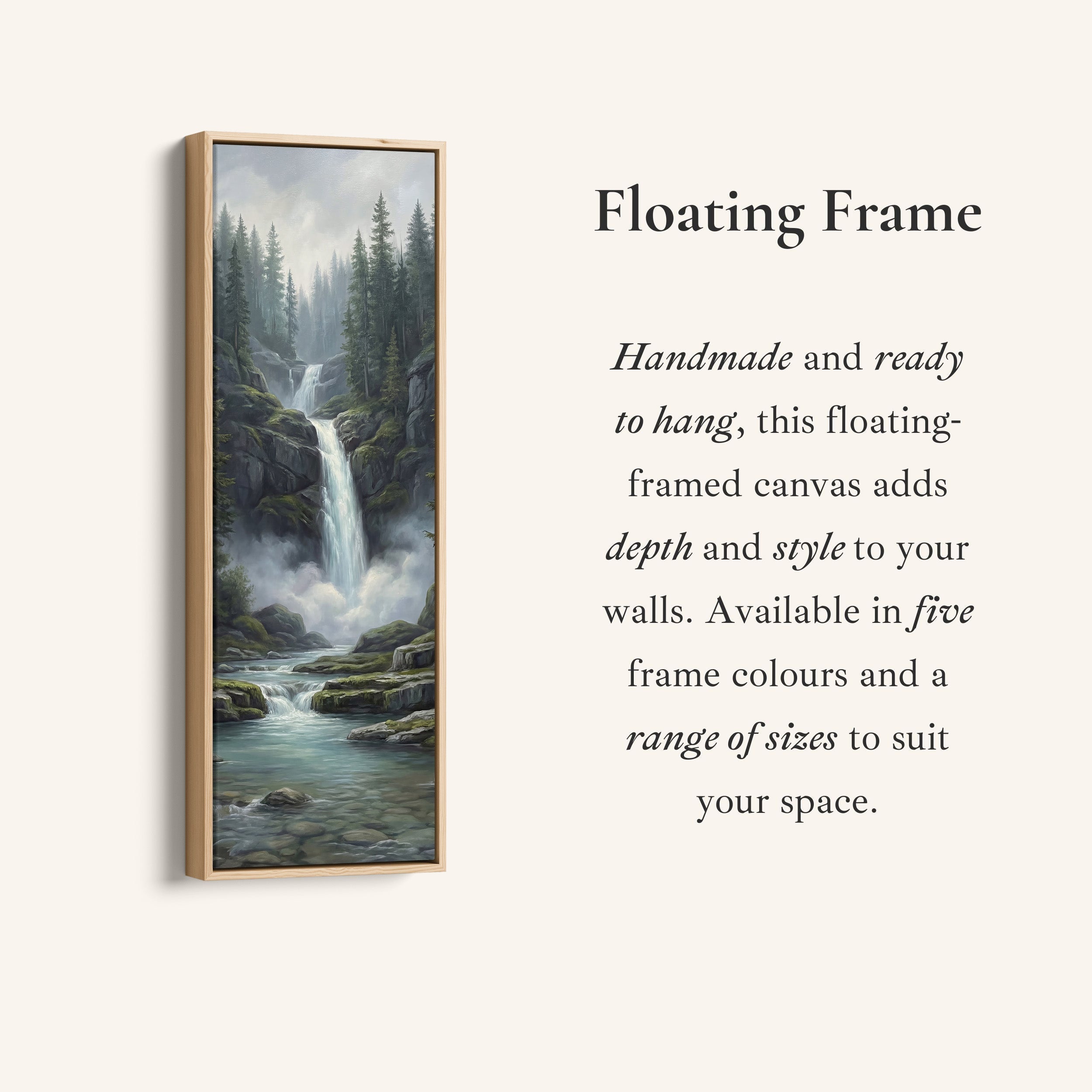 Pine Forest Falls Large Wall Art Framed Canvas Print Living Room