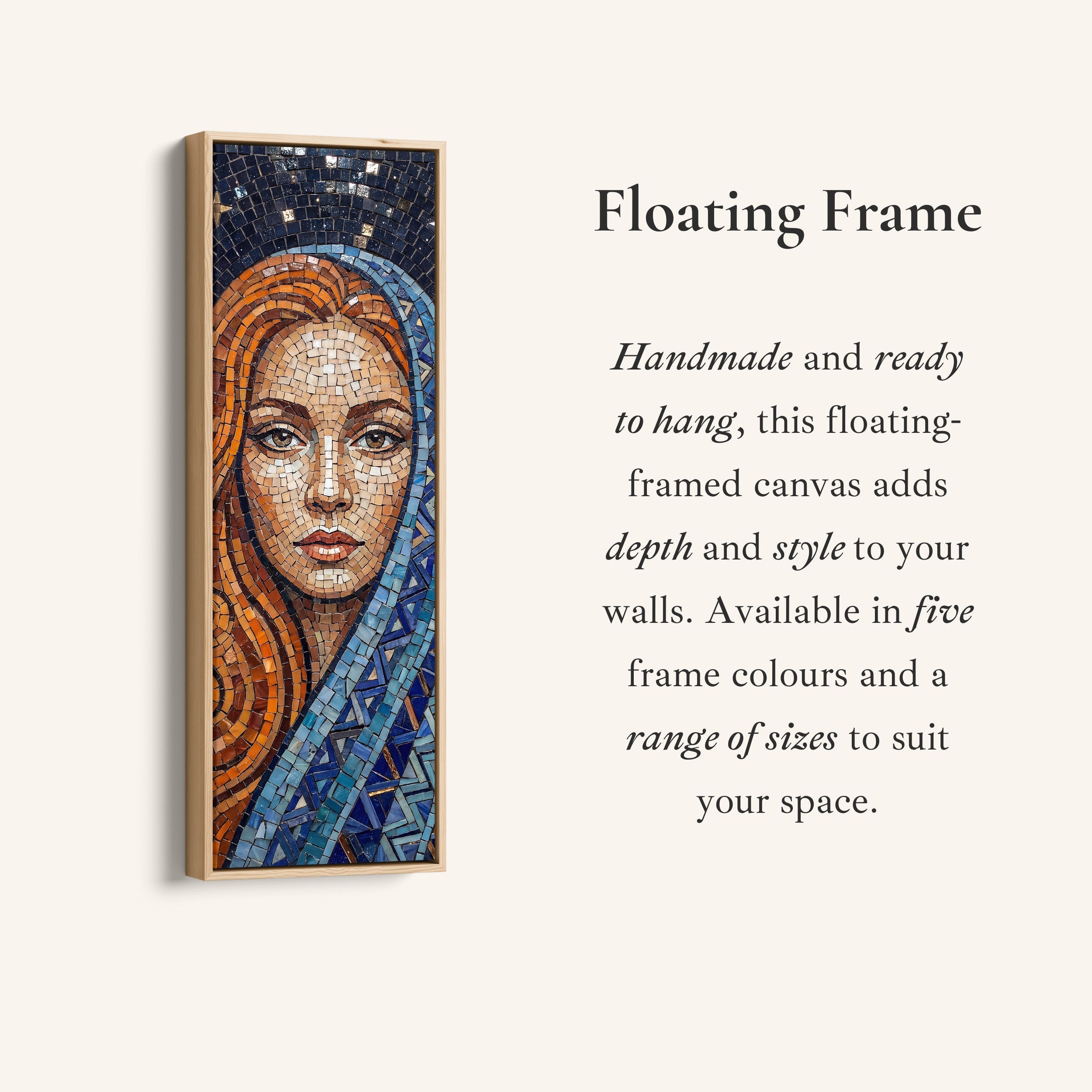Mosaic Portrait Vertical Wall Art Framed Canvas Print Living Room