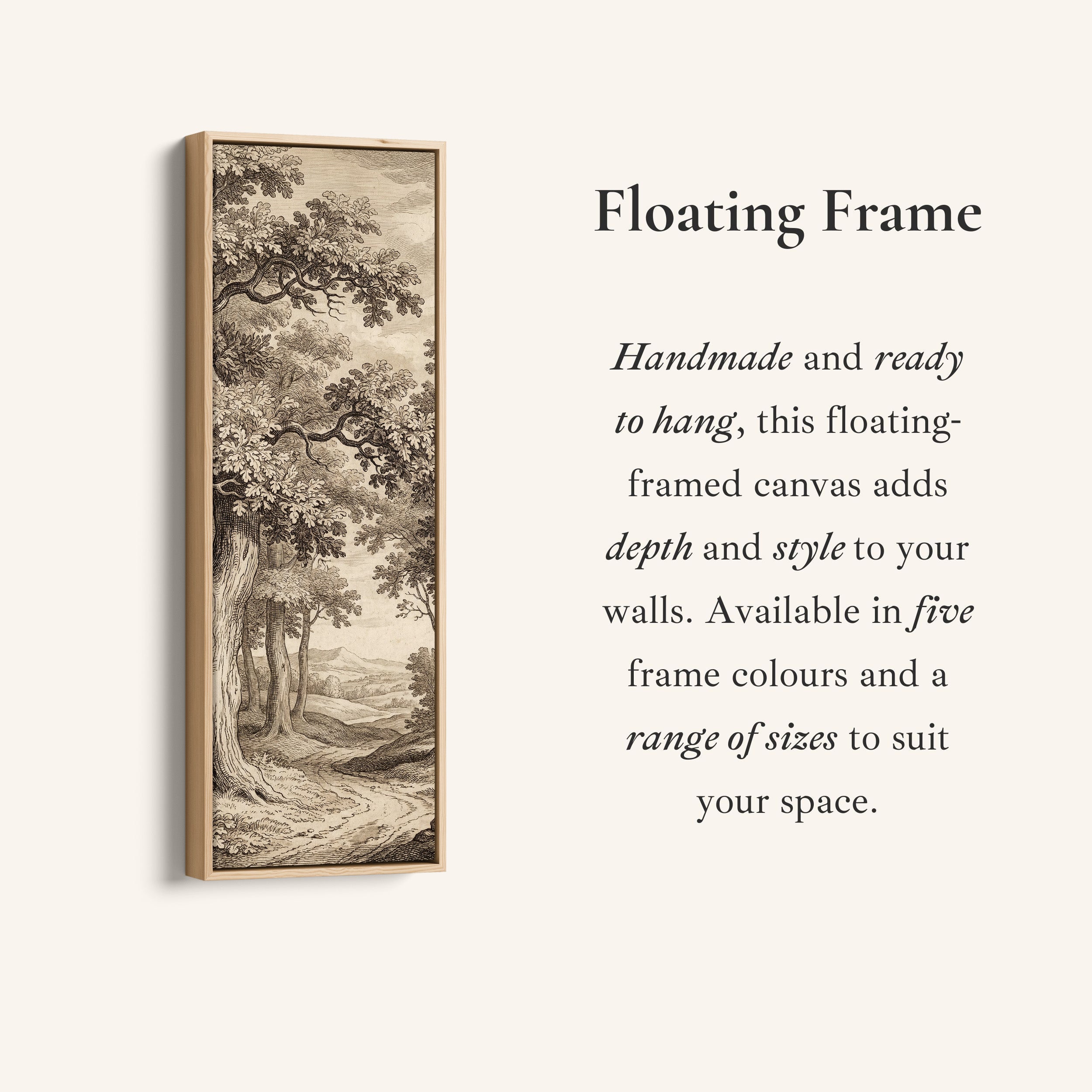 Vintage Forest Landscape Vertical Wall Art Panoramic Canvas Print Bedroom