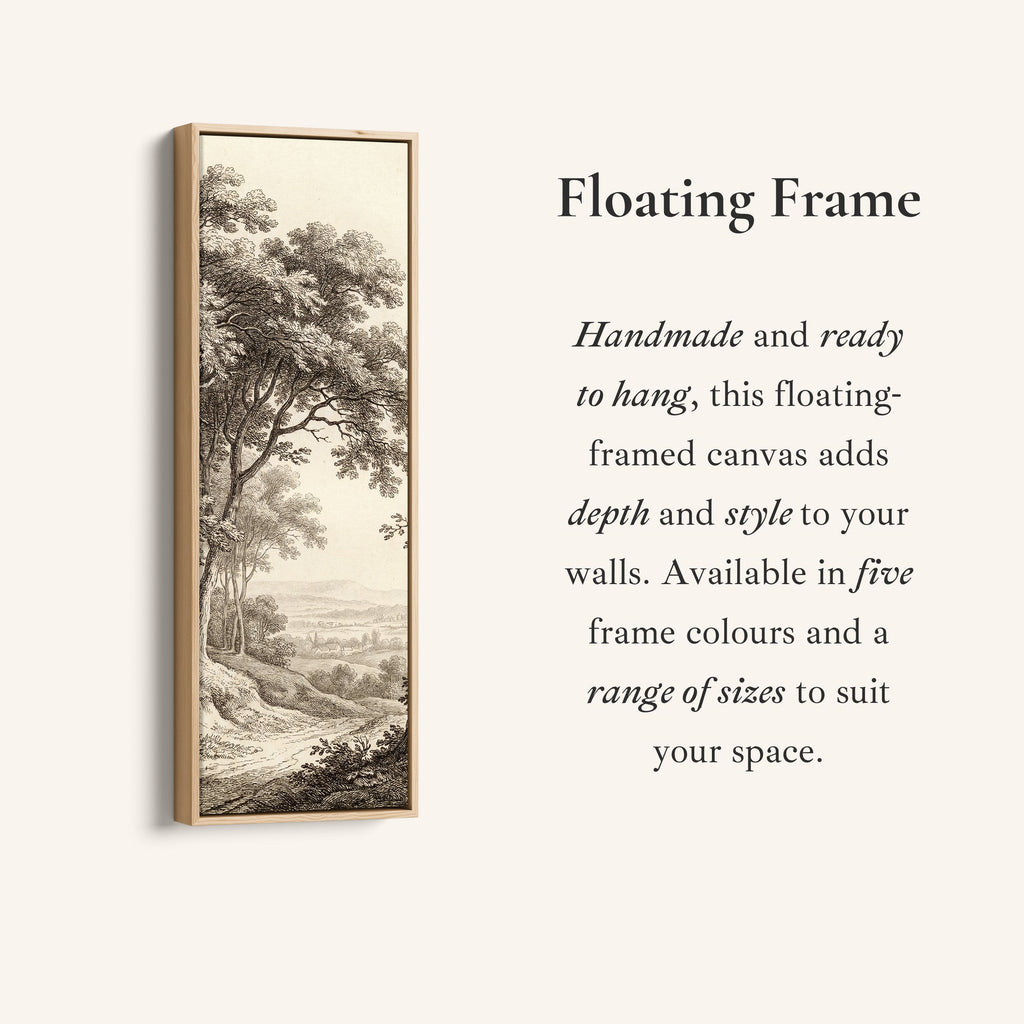 Vertical Wall Art Vintage Countryside Engraving Framed Canvas Living Room