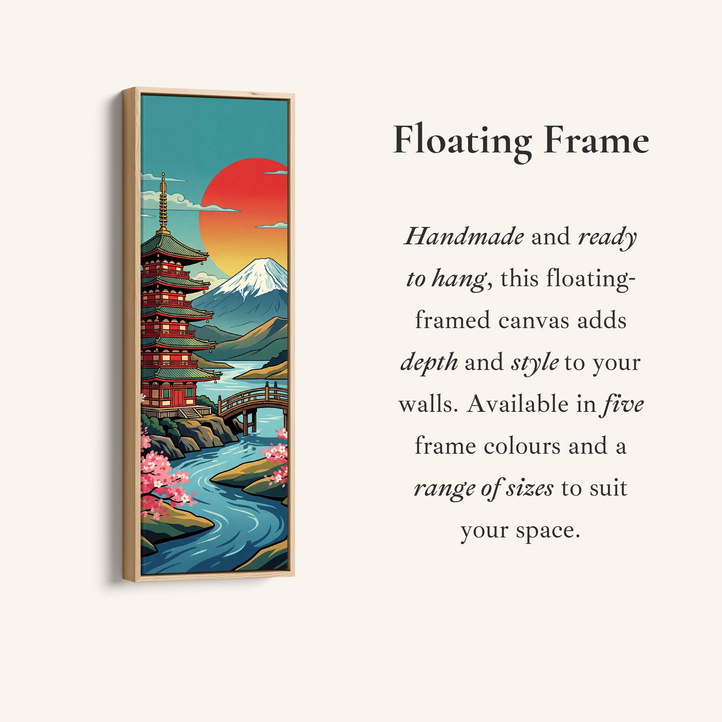 Japanese Pagoda Vertical Wall Art Panoramic Canvas Living Room
