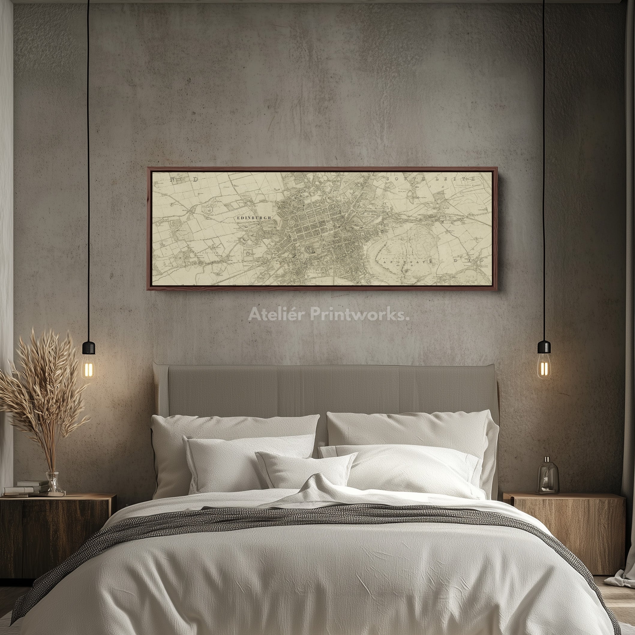 Edinburgh 1853 Map Long Narrow Canvas Wide Wall Art For Bedroom Or Hallway