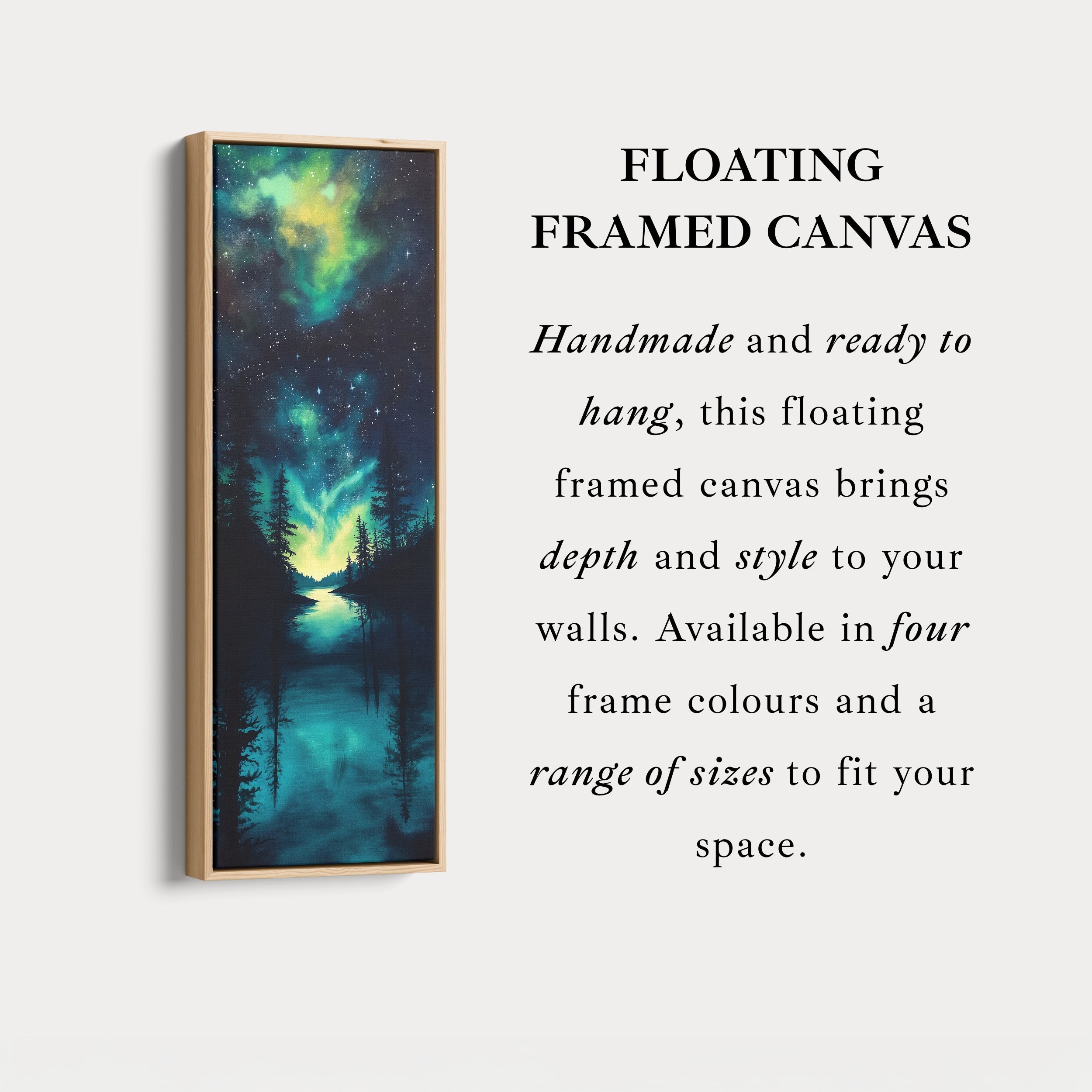 Aurora Borealis Large Frame Wall Decor Long Narrow Vertical Wall Art