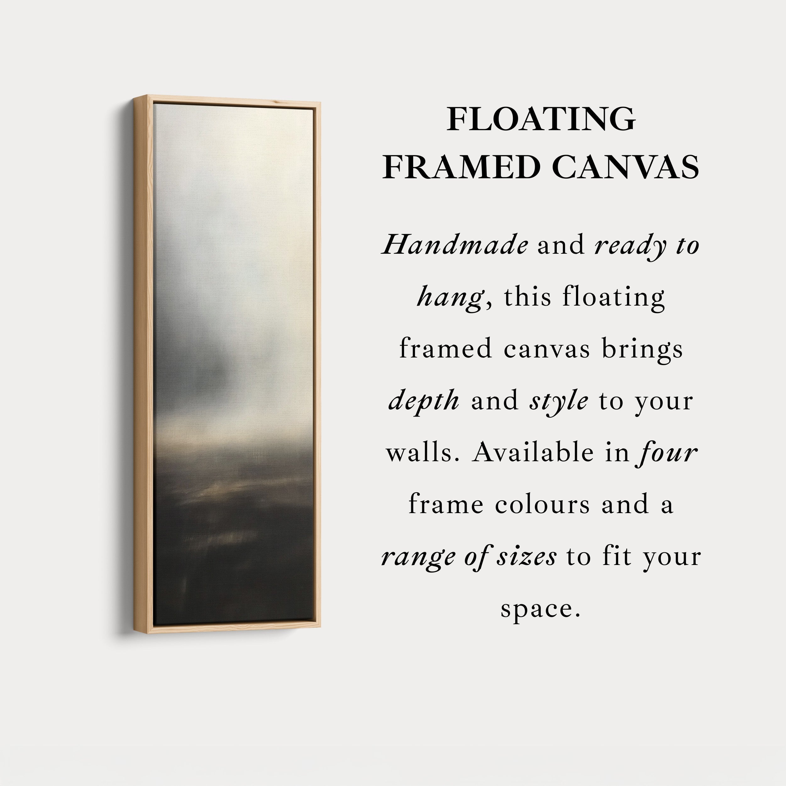Grey Cloud Long Vertical Skinny Large Framed Canvas Decor