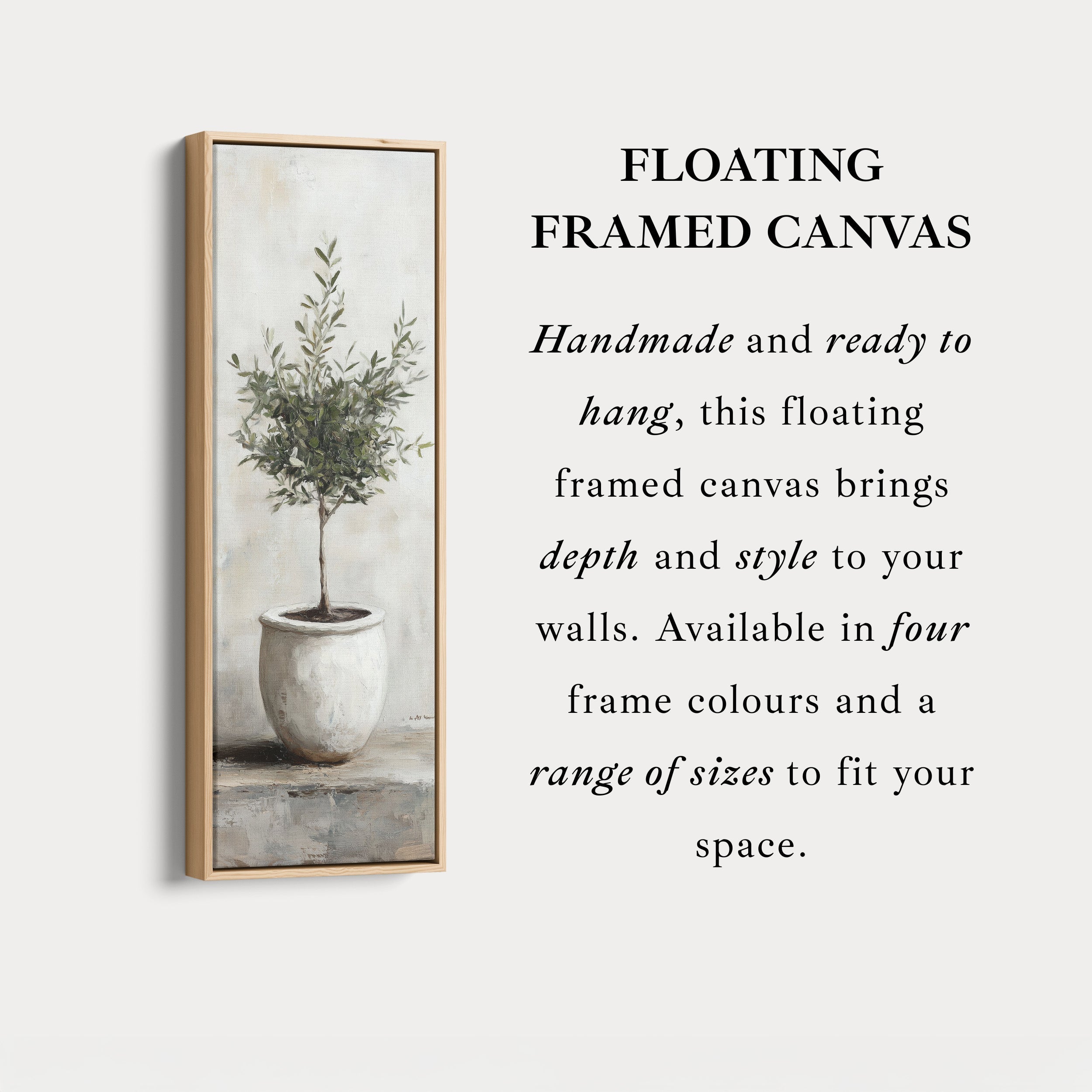 Rustic Olive Tree Long Narrow Vertical Wall Art Canvas