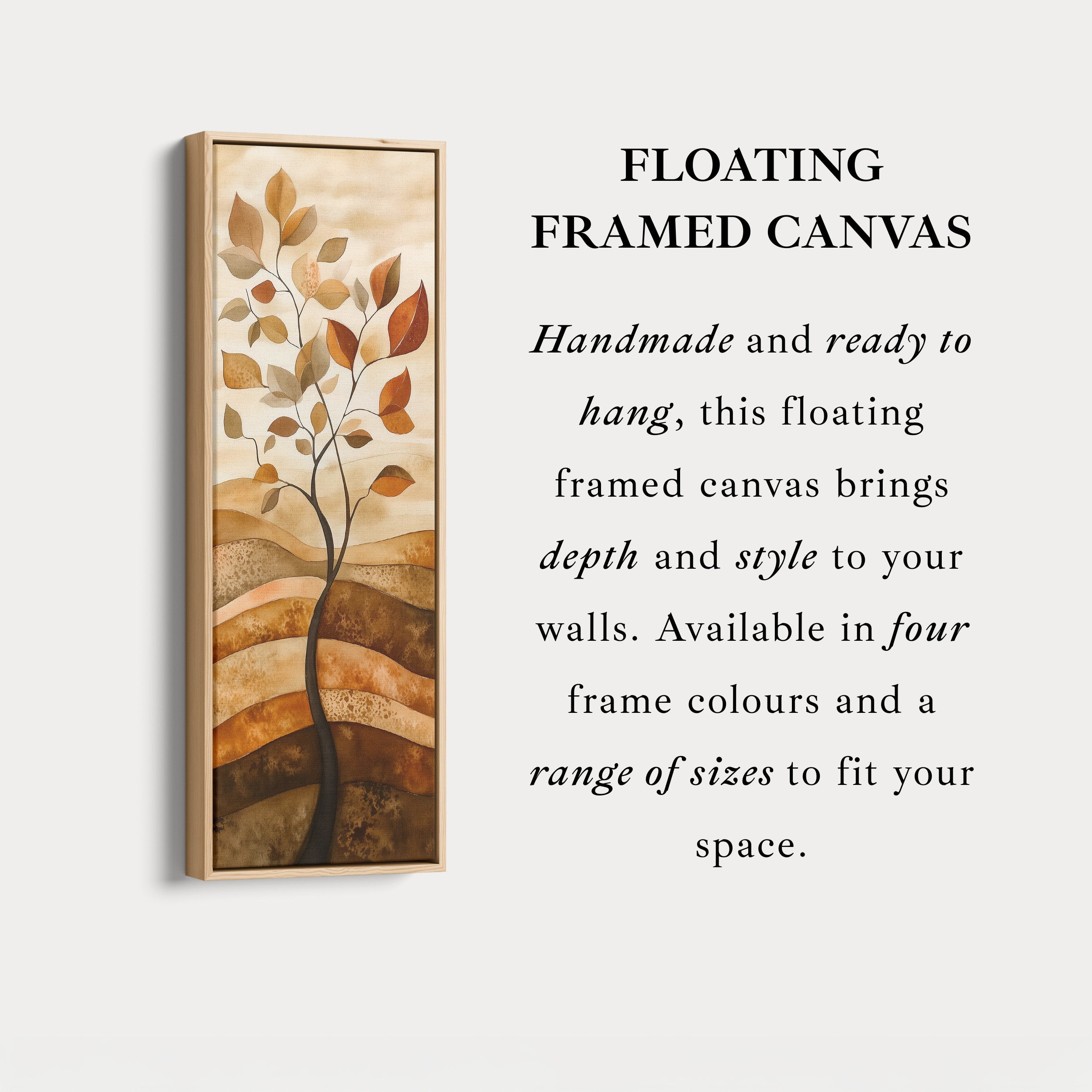 Vertical Abstract Tree Long Framed Canvas Decor