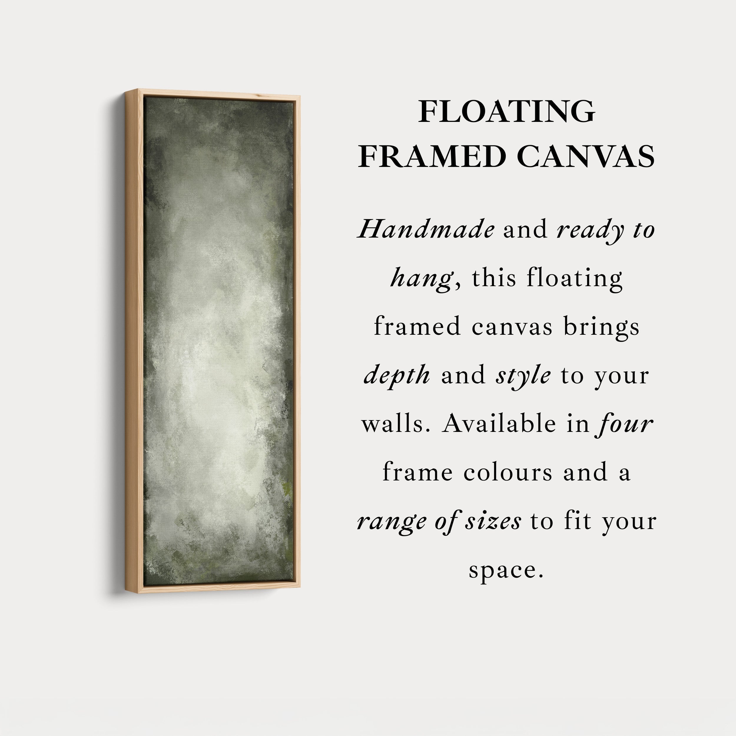Abstract Rustic Green Long Living Room Framed Canvas Wall Decor