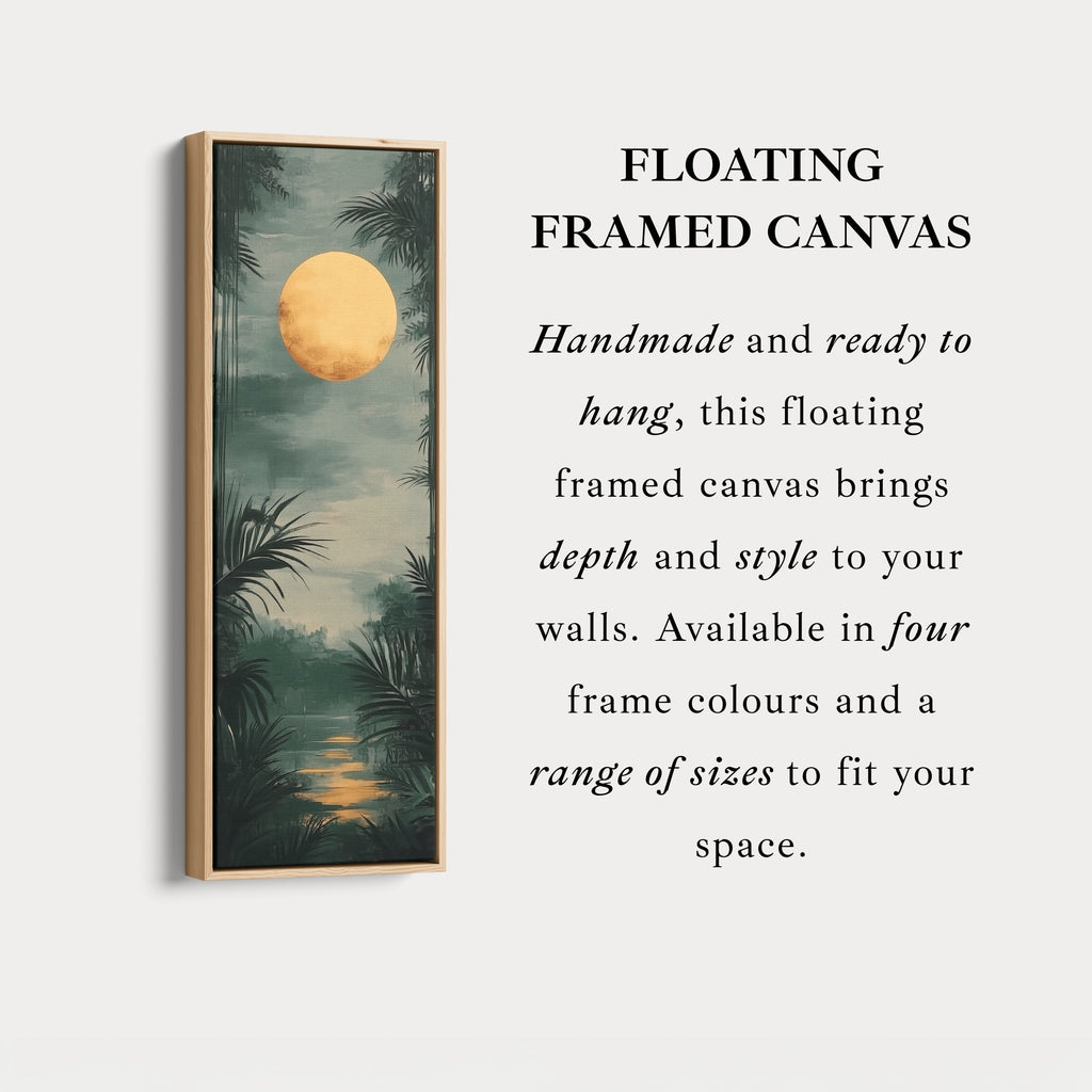 Golden Moon Long Living Room Framed Canvas Wall Decor