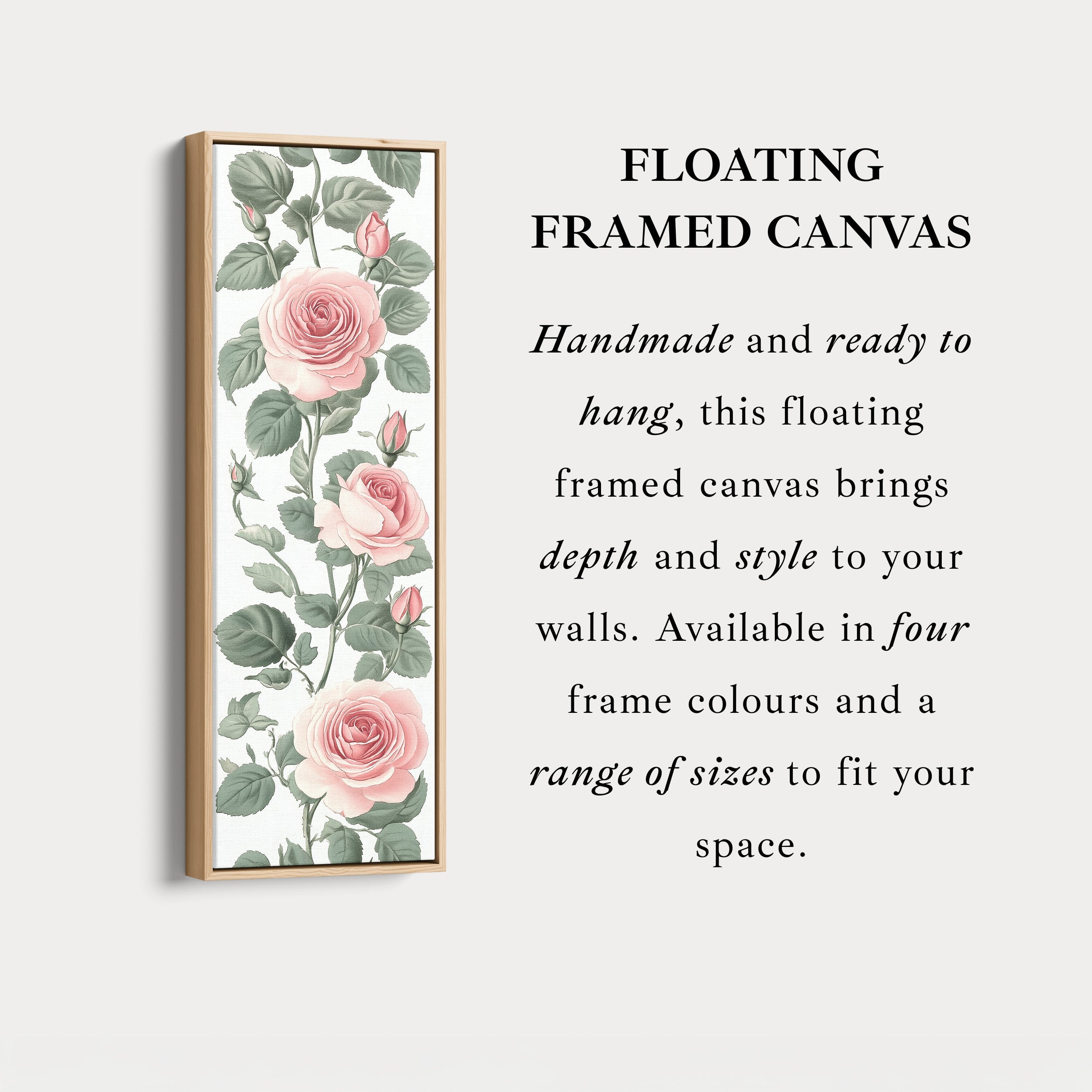 Vintage Pink Floral Tall Skinny Wall Art