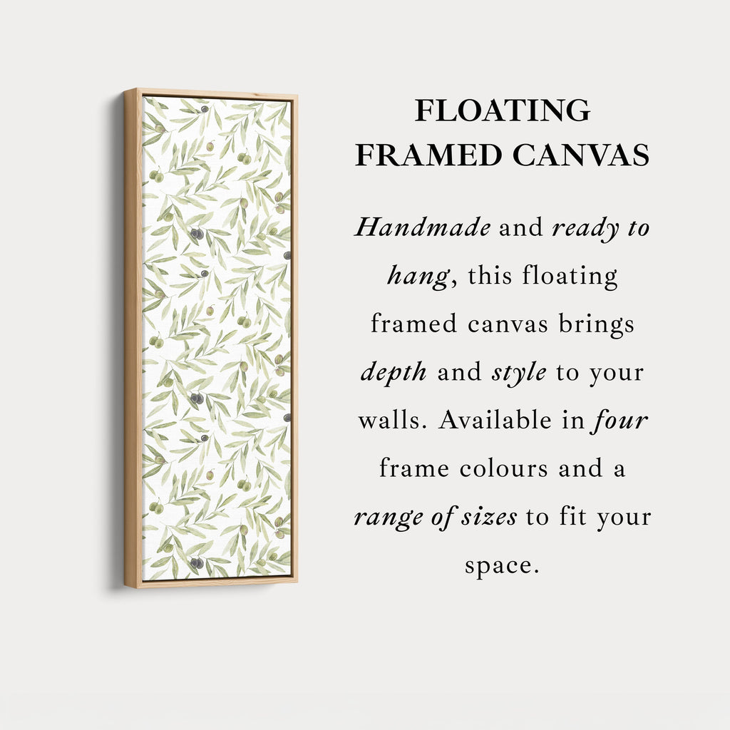 Minimalist Olive Leaves Long Vertical Framed Wall Decor