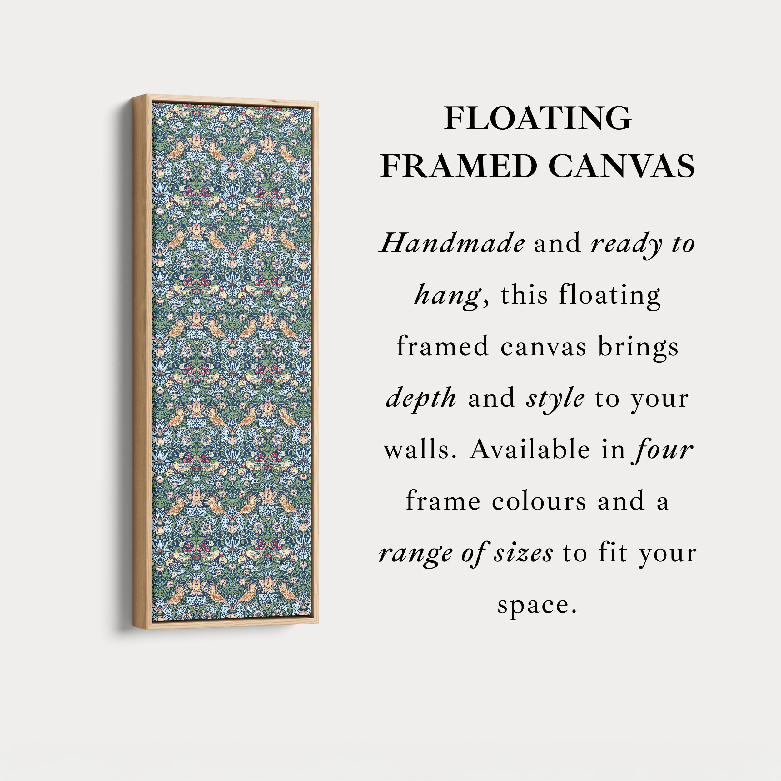 William Morris Strawberry Thief Blue Vertical Long Wall Art