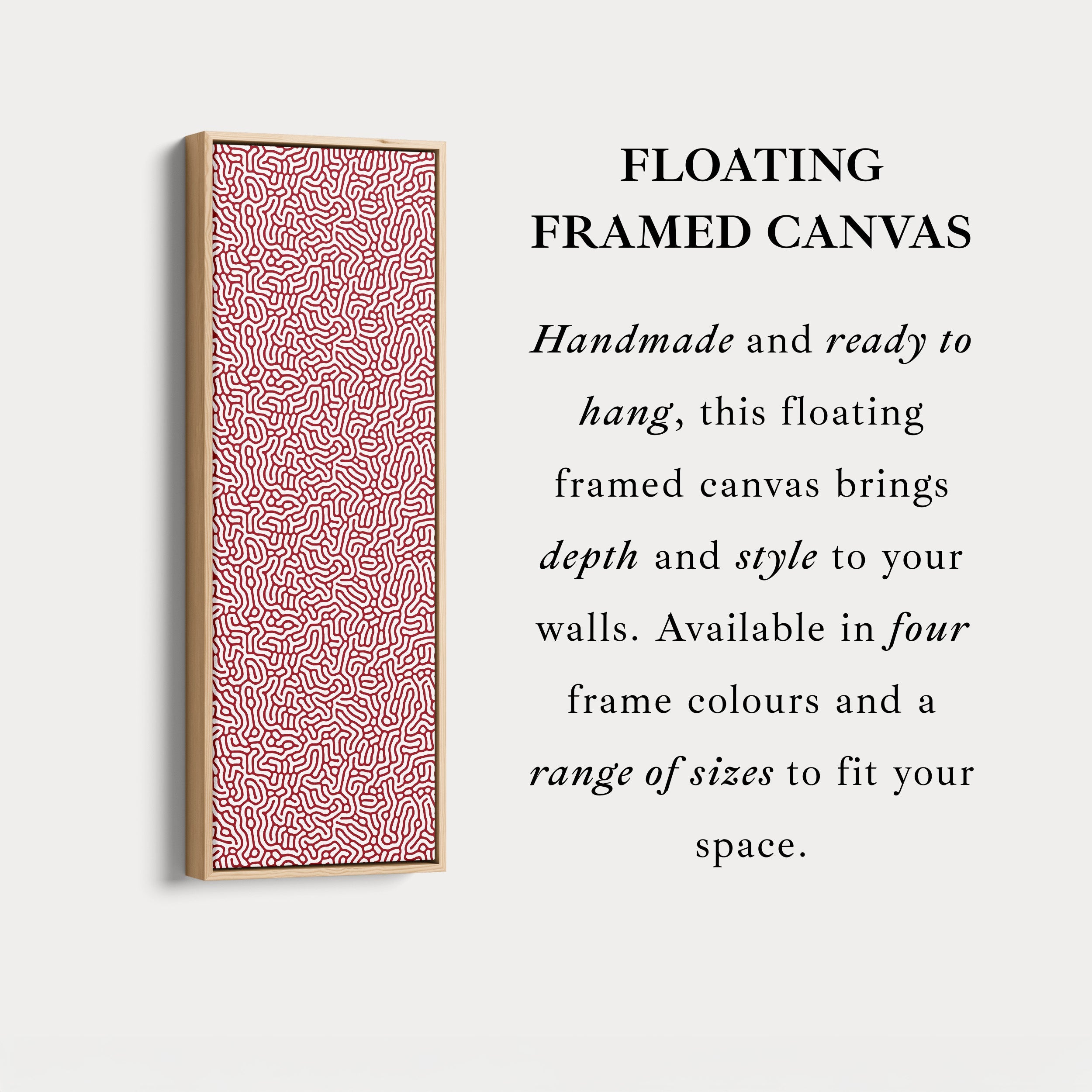 Vertical Long Wall Art Red & White Pattern
