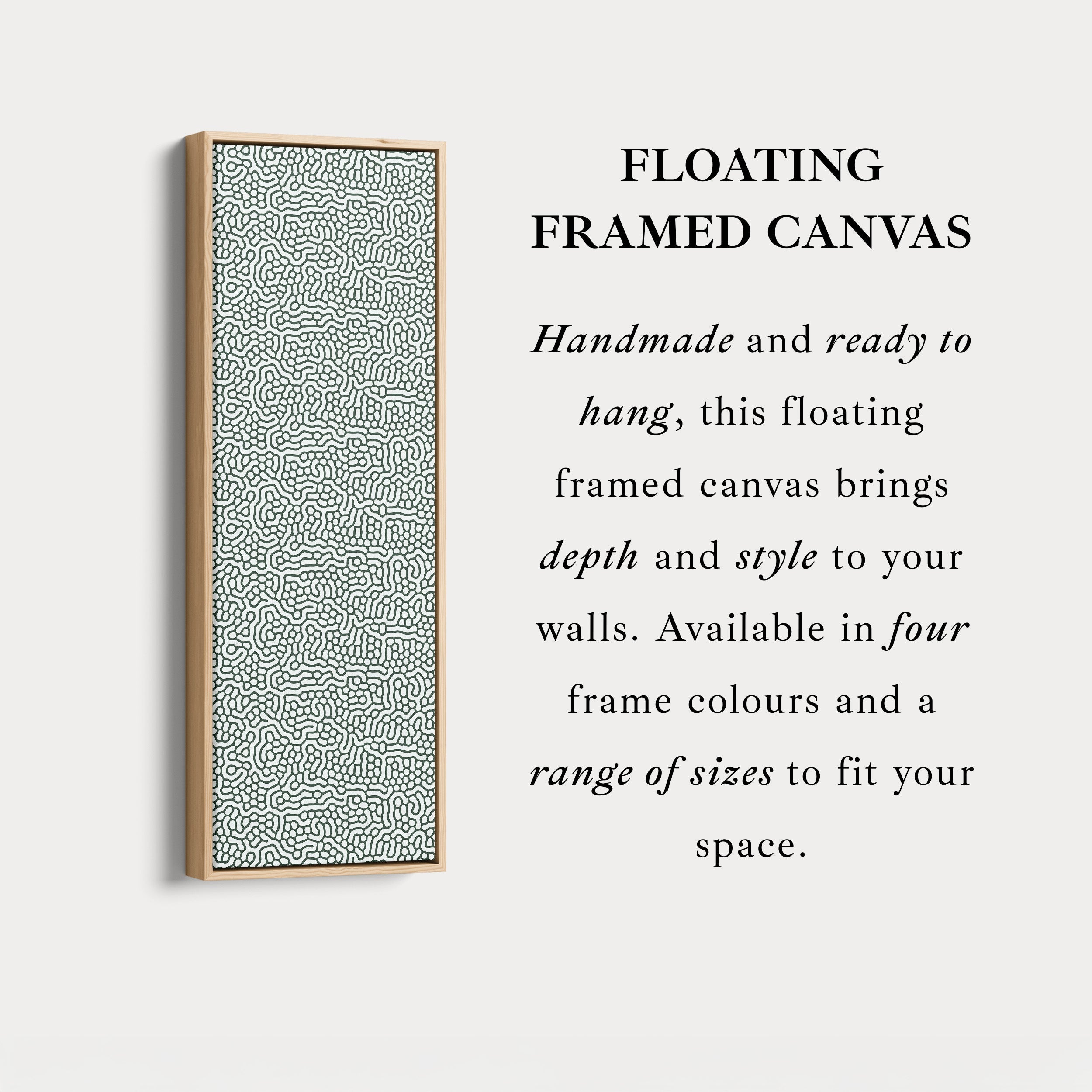 Green & White Wriggly Vertical Narrow Wall Art