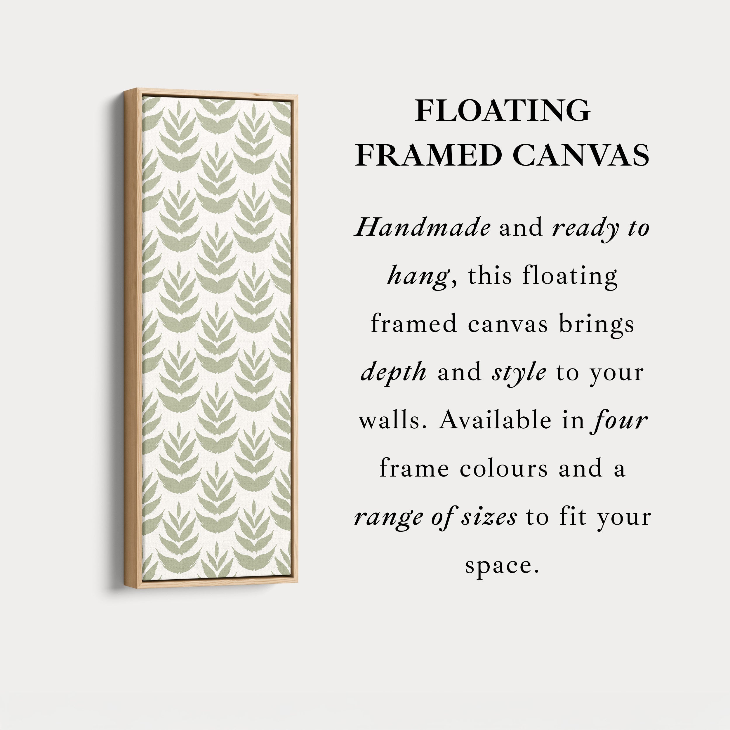 Long Tall Narrow Wall Art Boho Green Leaves