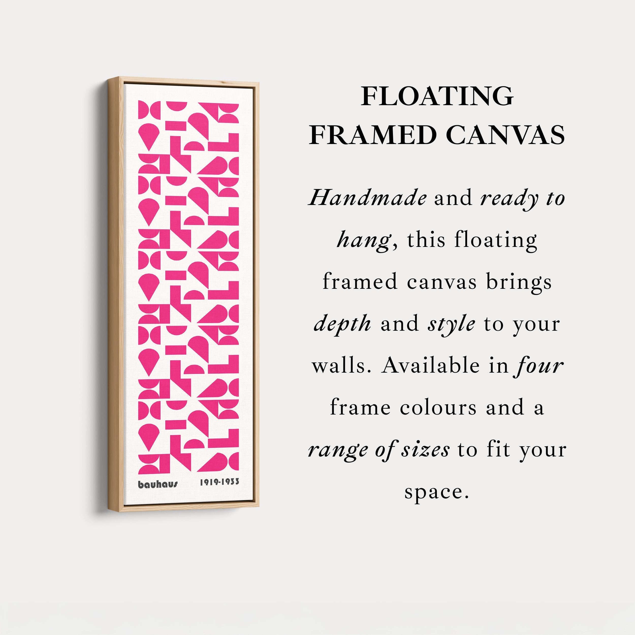 Pink Mid Century Bauhaus Vertical Long Canvas Wall Art