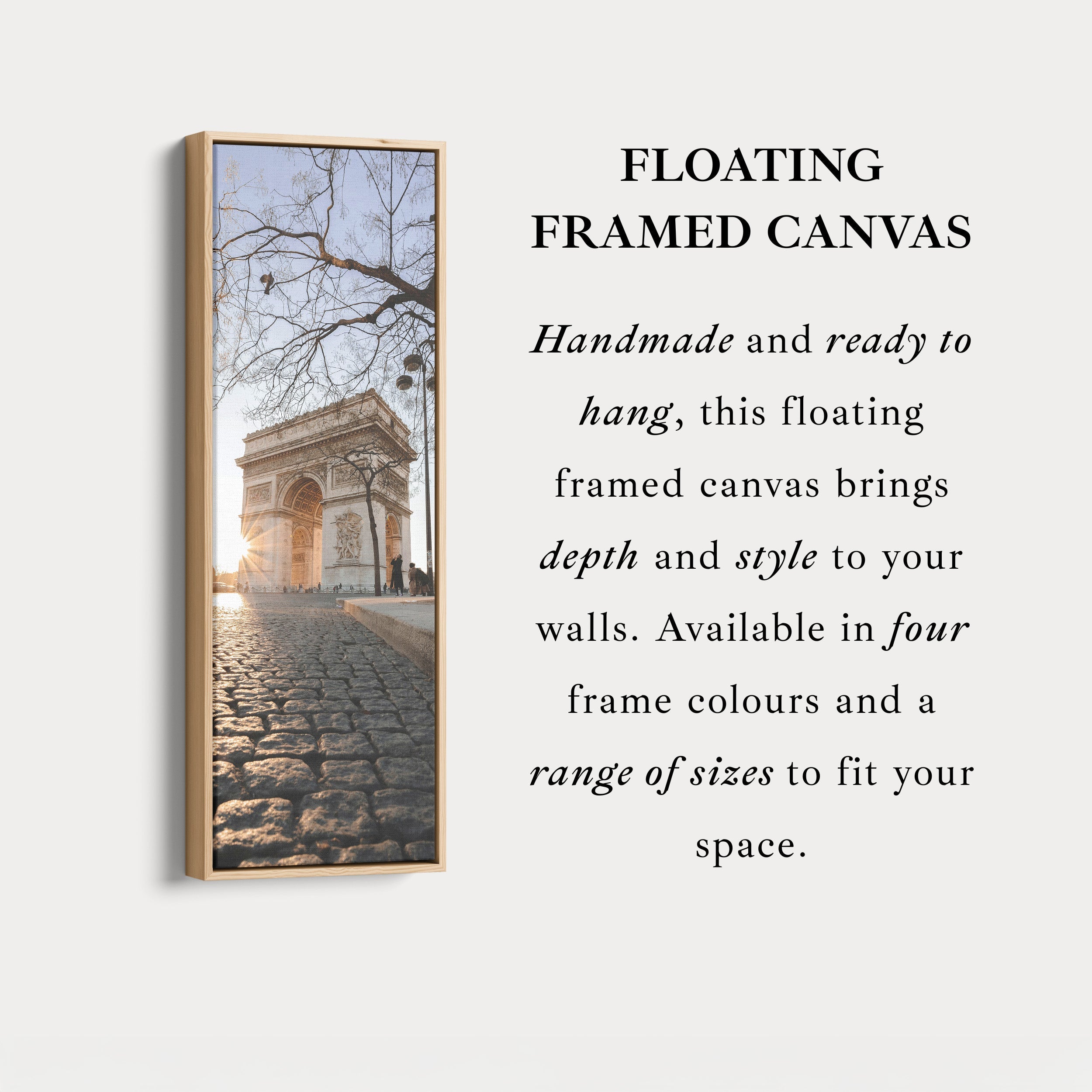 Paris Arc De Triomphe Vertical Long Framed Canvas