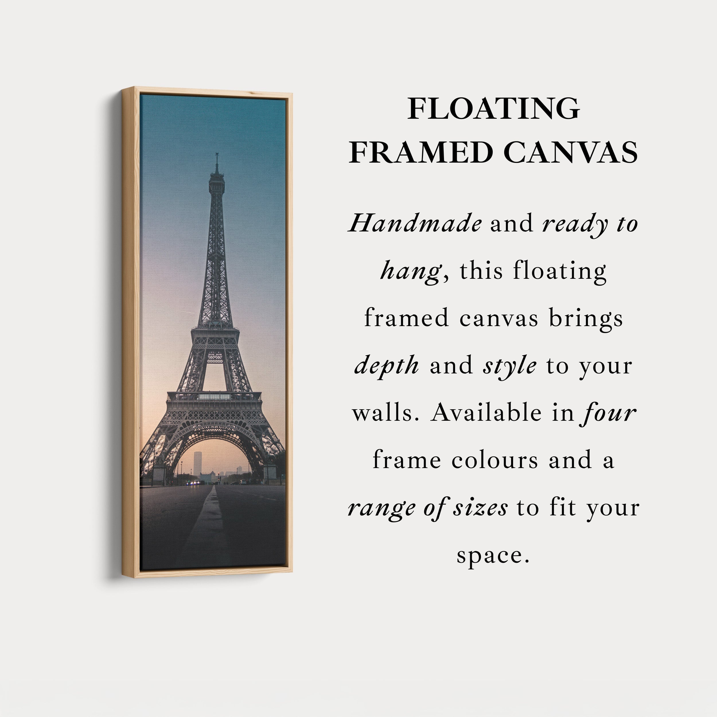 Paris Eiffel Tower Large Framed Canvas Vertical Wall Art